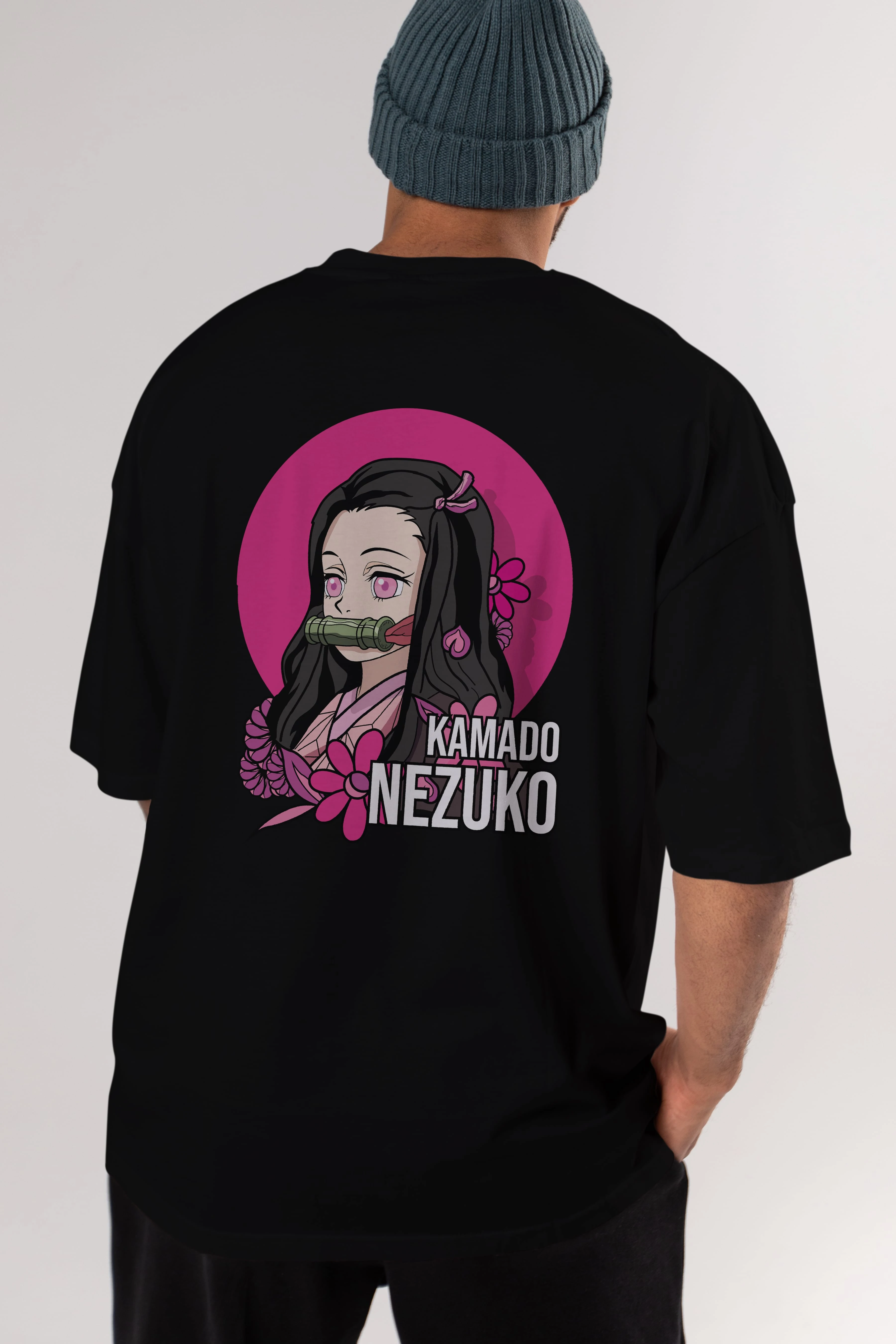 Nezuko Kamado 2 Anime Arka Baskılı Oversize t-shirt Erkek Kadın Unisex