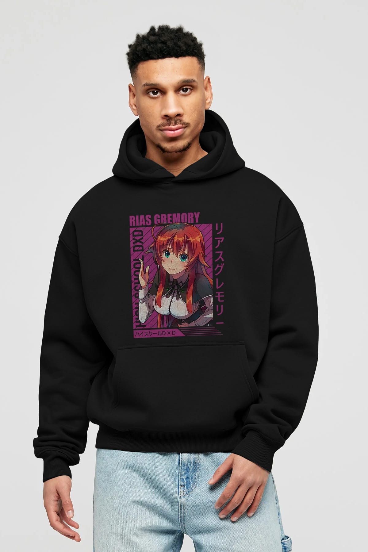 Rias Gremory 10 Anime Ön Baskılı Hoodie Oversize Kapüşonlu Sweatshirt Erkek Kadın Unisex