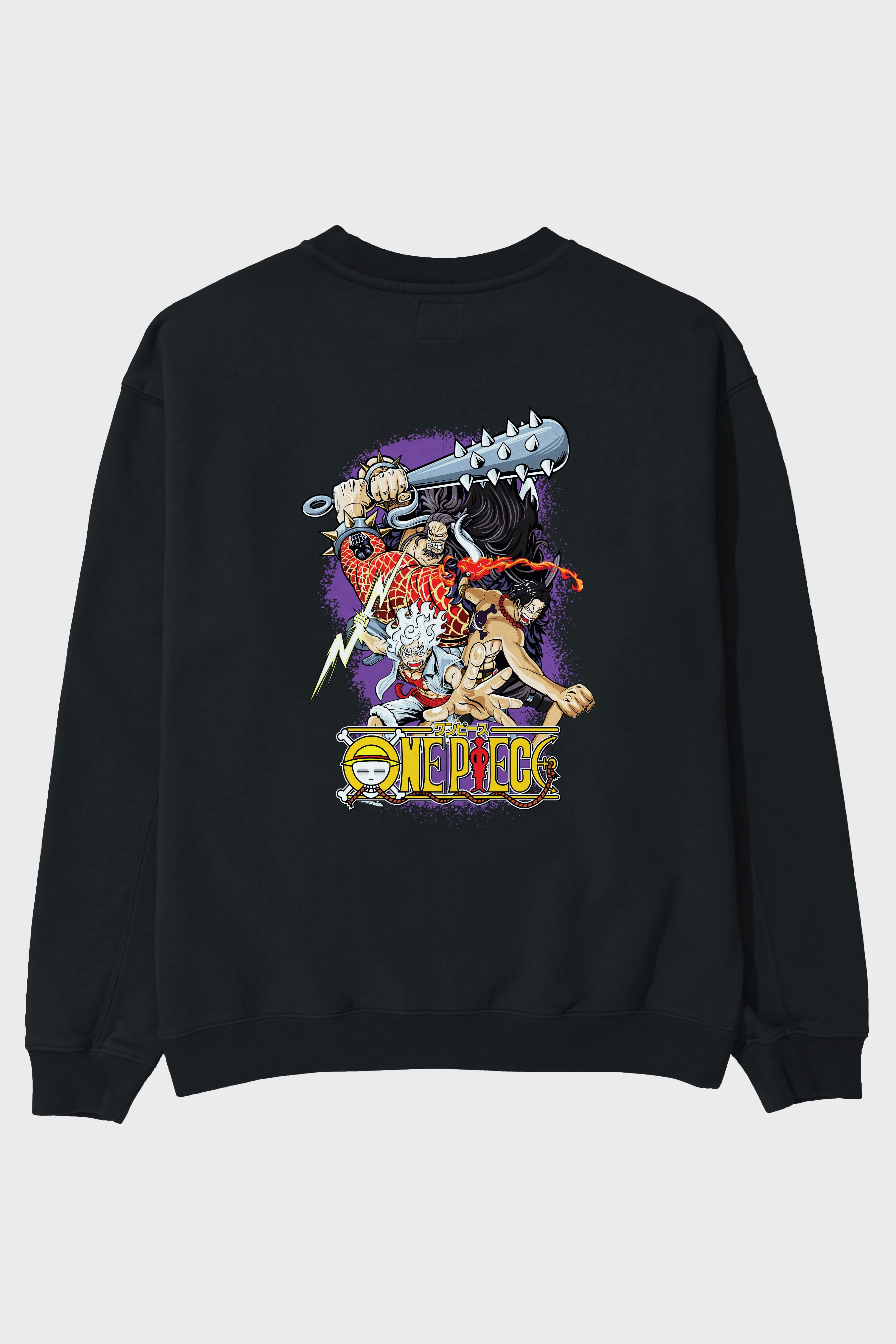 ONE PIECE (6) Anime Arka Baskılı Oversize Sweatshirt Erkek Kadın Unisex