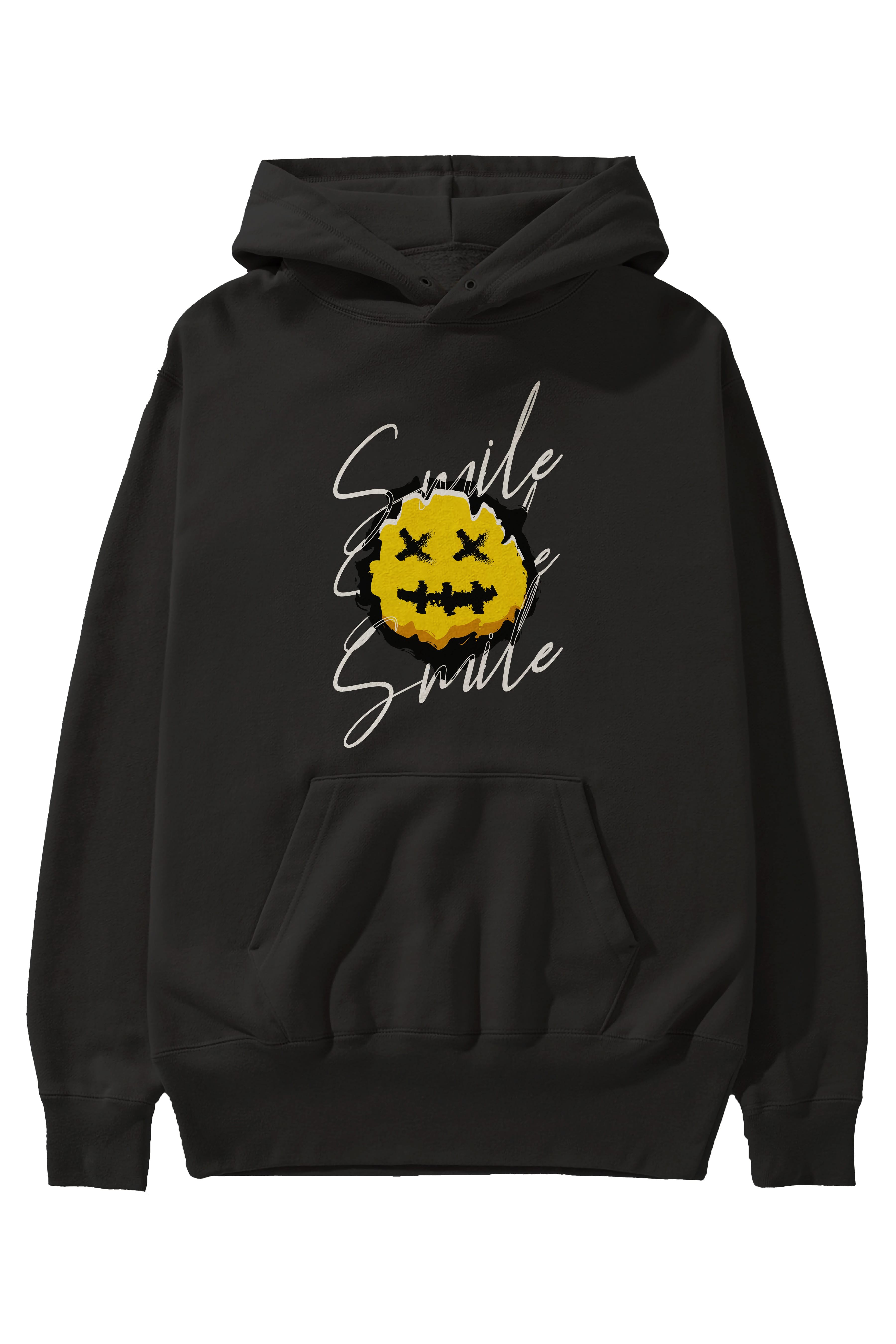 Smile Emoji Ön Baskılı Hoodie Oversize Kapüşonlu Sweatshirt Erkek Kadın Unisex