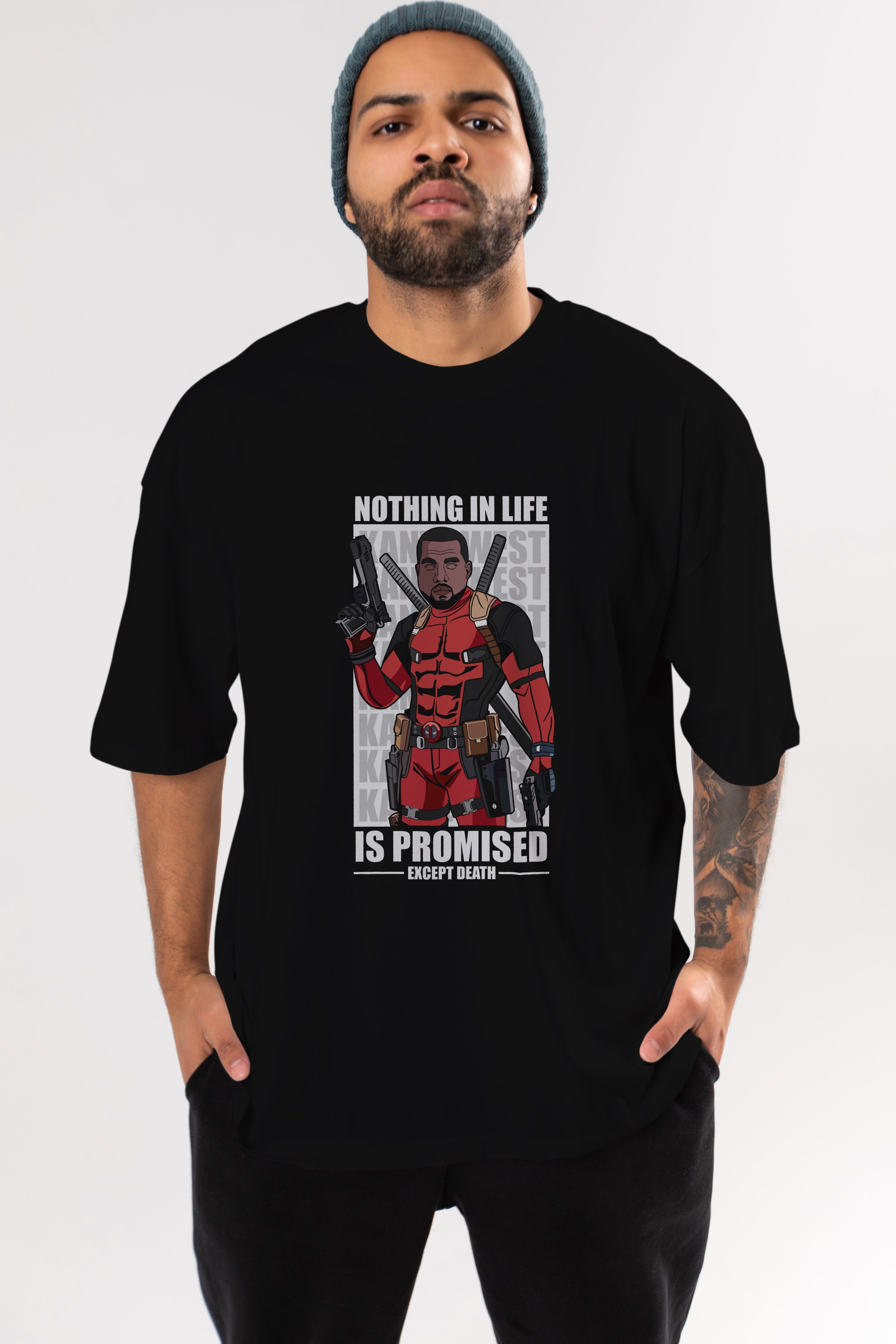 Kanye West Deadpool Ön Baskılı Oversize t-shirt Erkek Kadın Unisex %100 Pamuk tişort