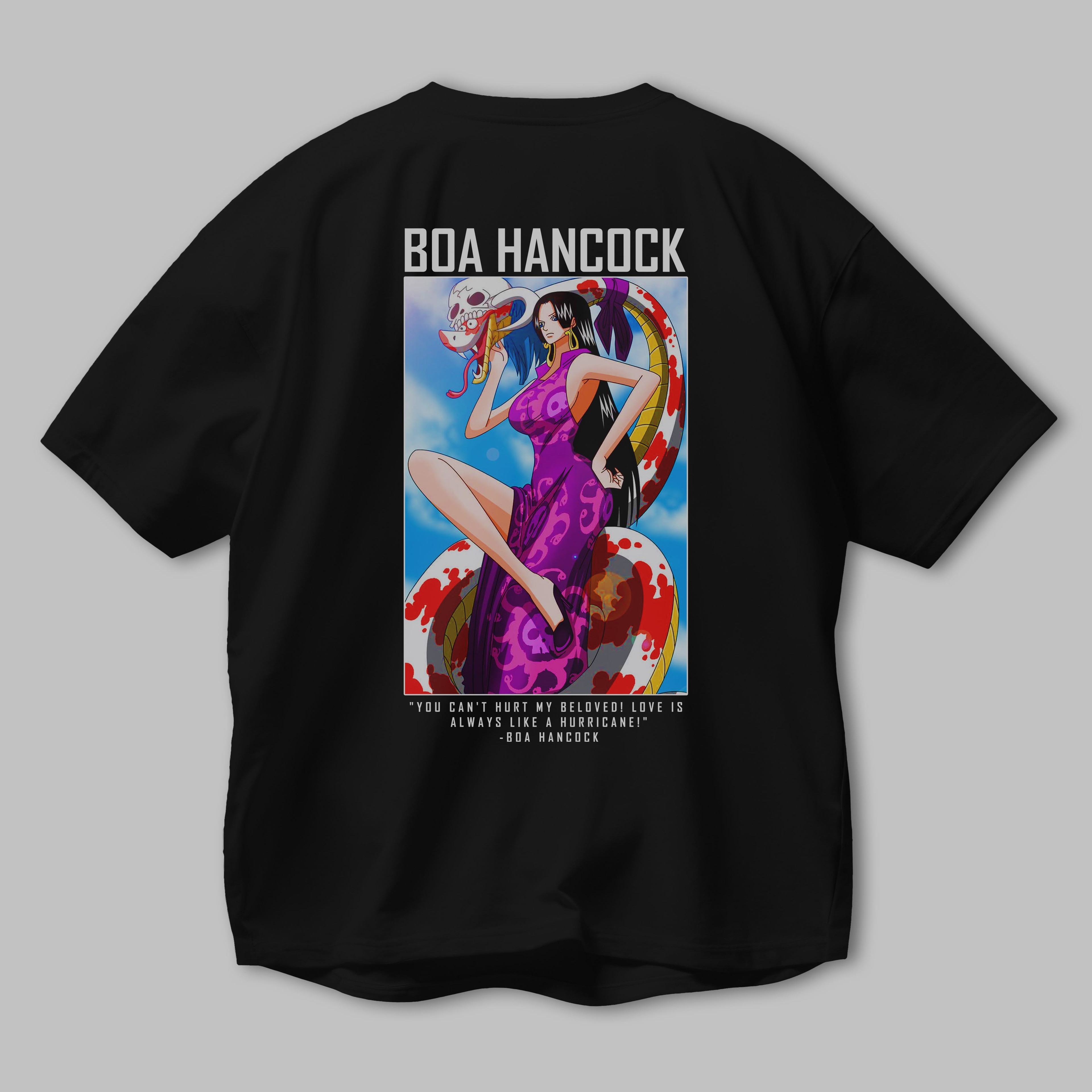 Boa Hancock Anime Arka Baskılı Oversize t-shirt Erkek Kadın Unisex %100 pamuk tişort