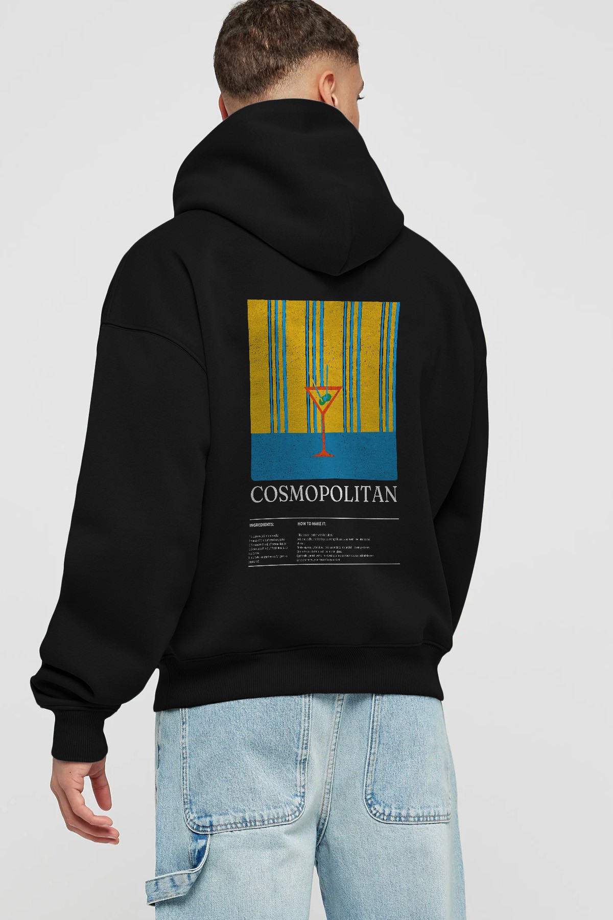 Cosmopolitan Kokteyl Arka Baskılı Hoodie Oversize Kapüşonlu Sweatshirt Erkek Kadın