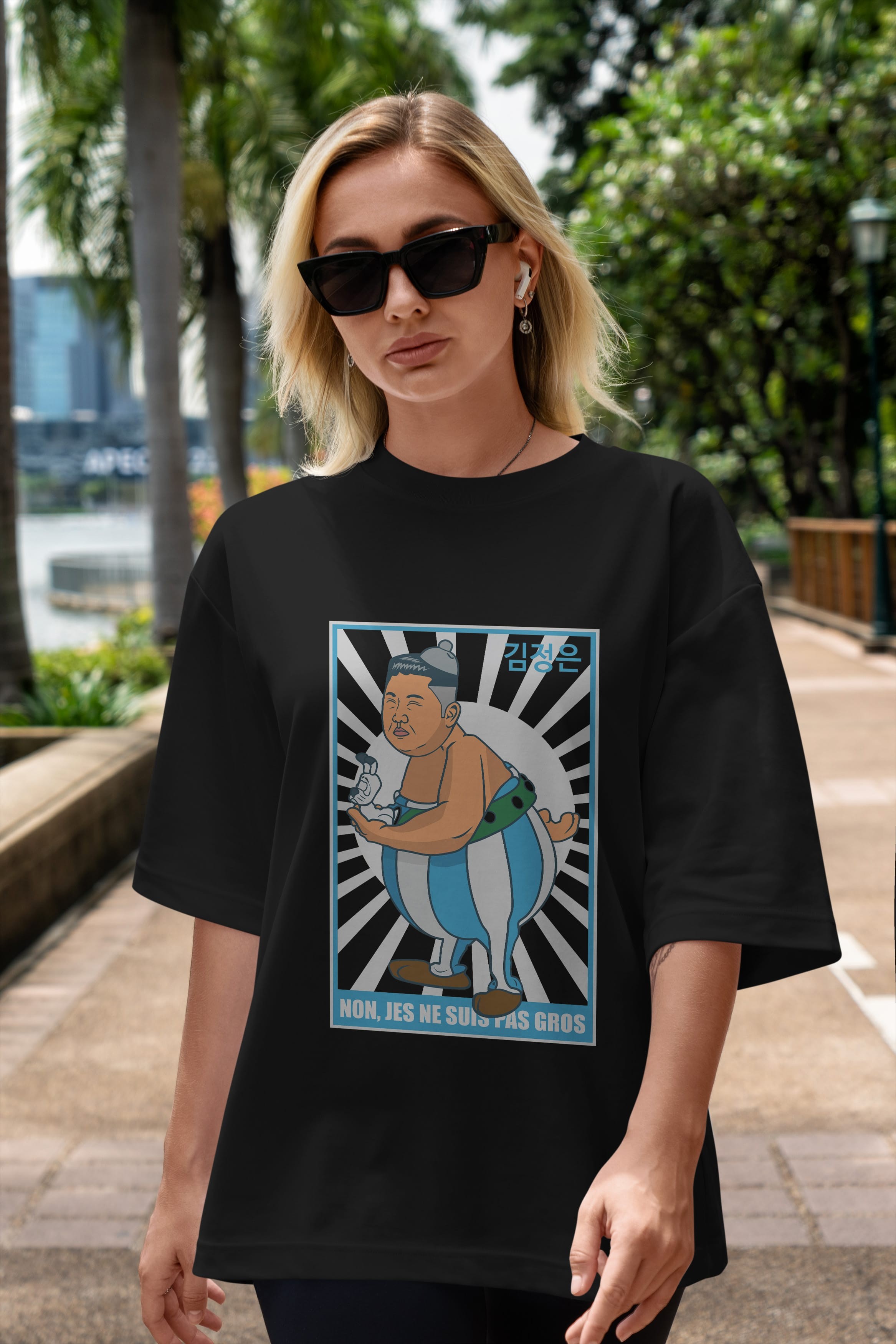 Obelix Jong Un Ön Baskılı Oversize t-shirt Erkek Kadın Unisex %100 Pamuk tişort