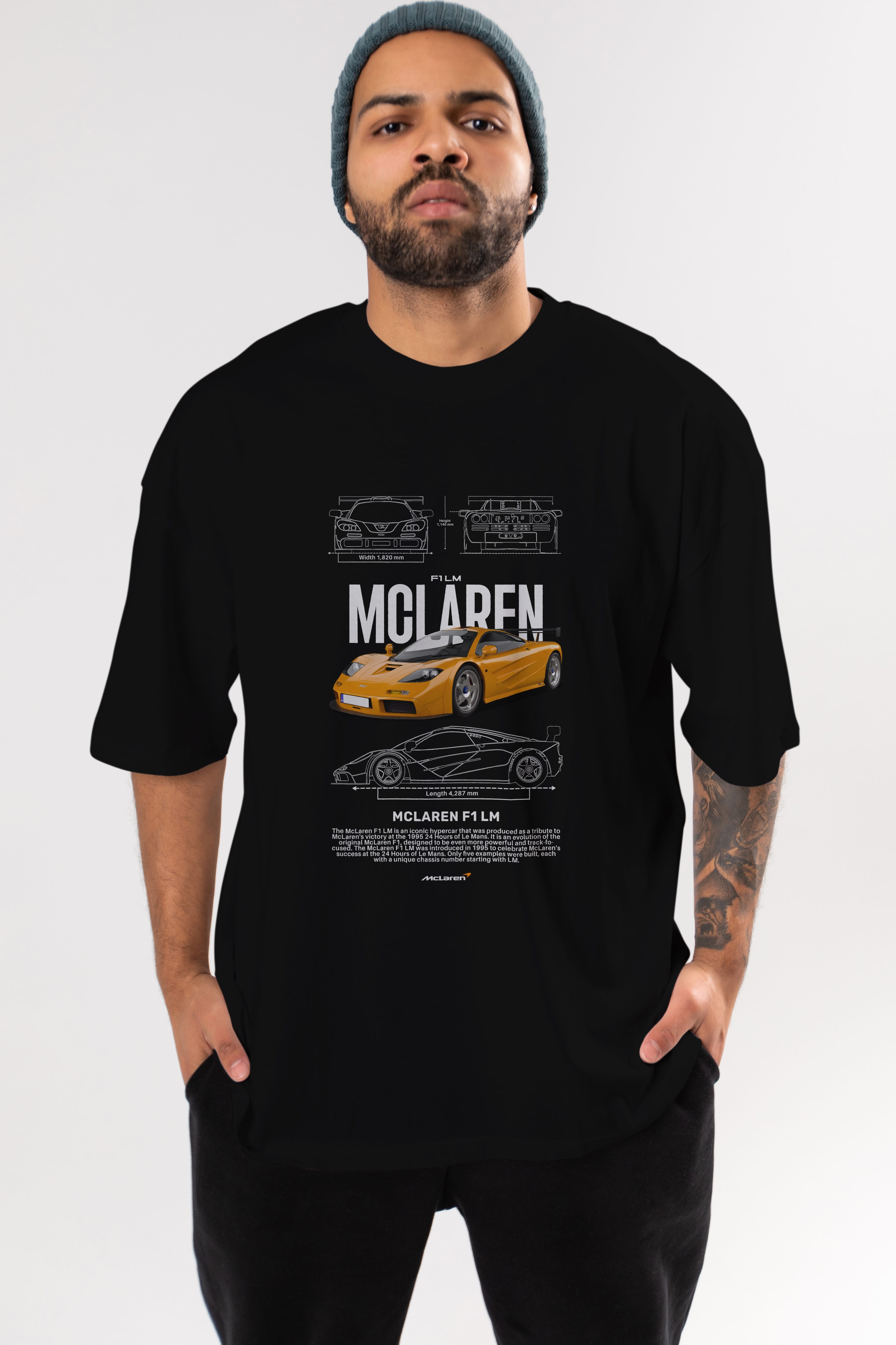 MCLAREN F1 LM 1 Ön Baskılı Oversize t-shirt Erkek Kadın Unisex %100 Pamuk Bisiklet Yaka tişort