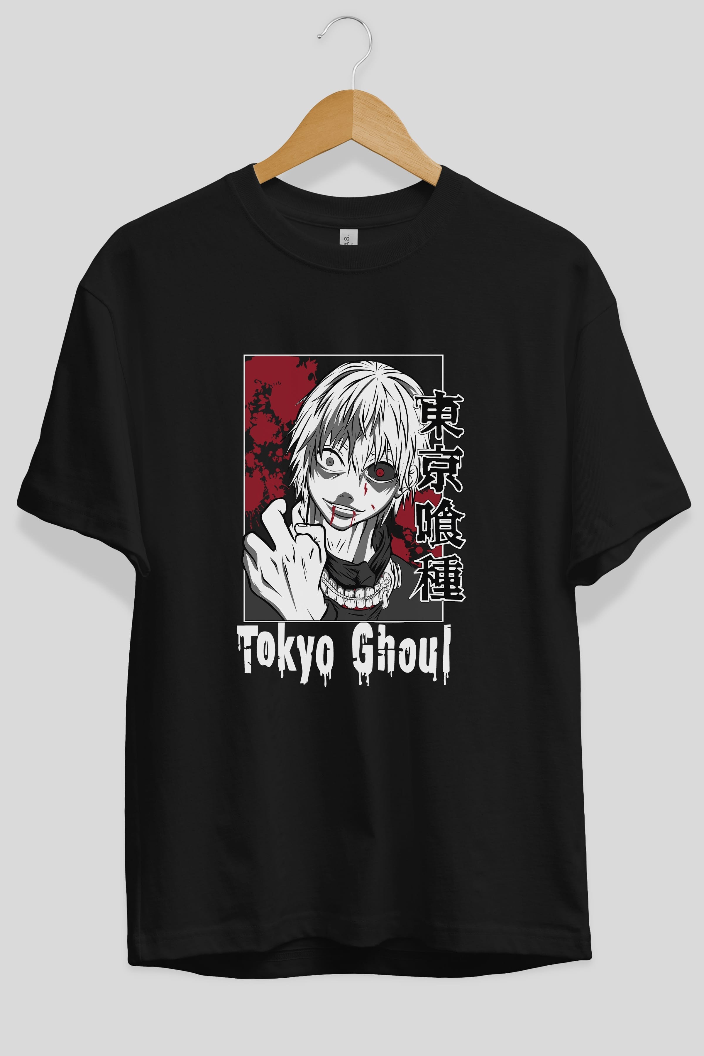 Kaneki Ken TOKYO GHOUL Anime Ön Baskılı Oversize t-shirt %100 pamuk Erkek Kadın Unisex