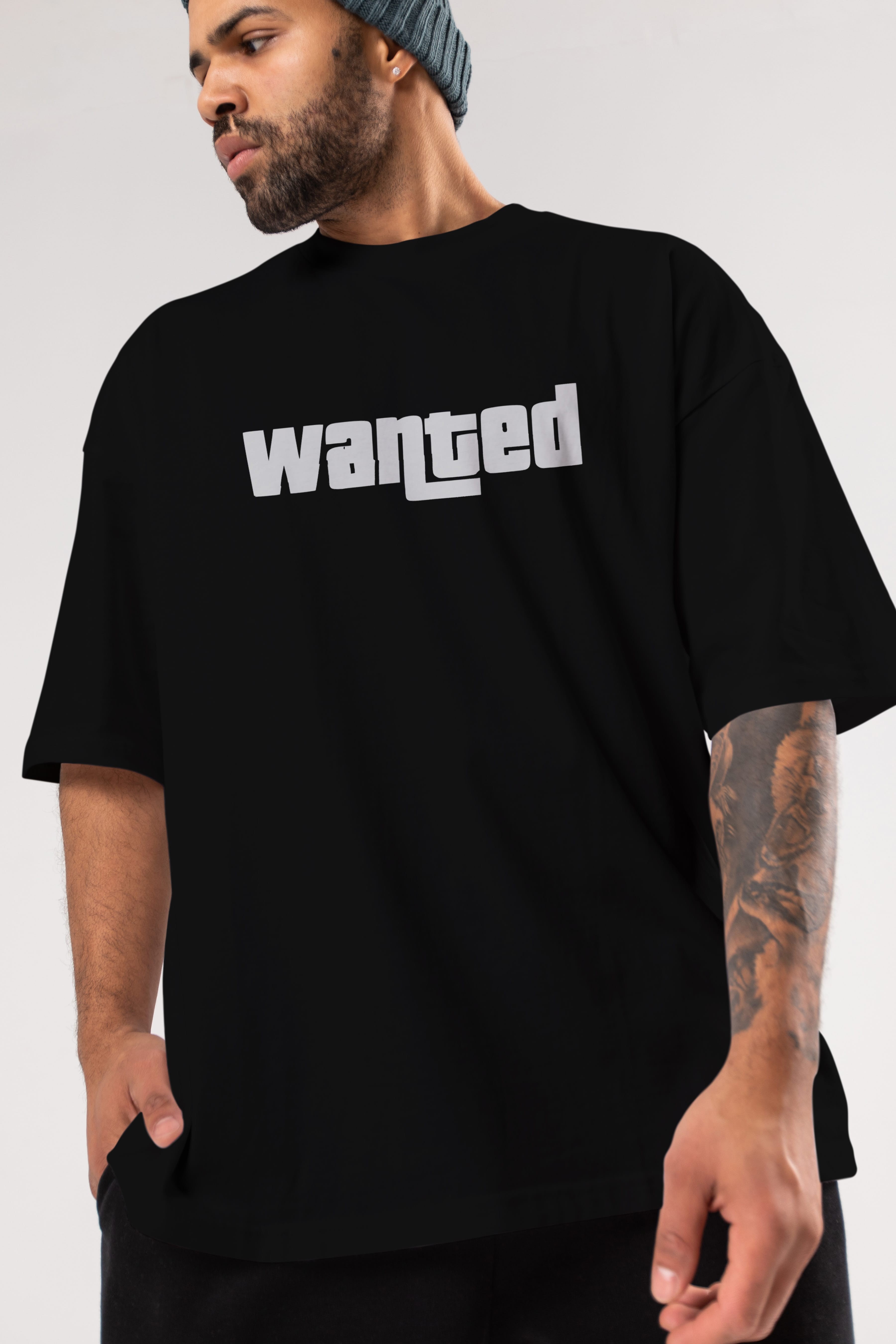 Wanted Ön Baskılı Oversize t-shirt %100 pamuk Erkek Kadın Unisex