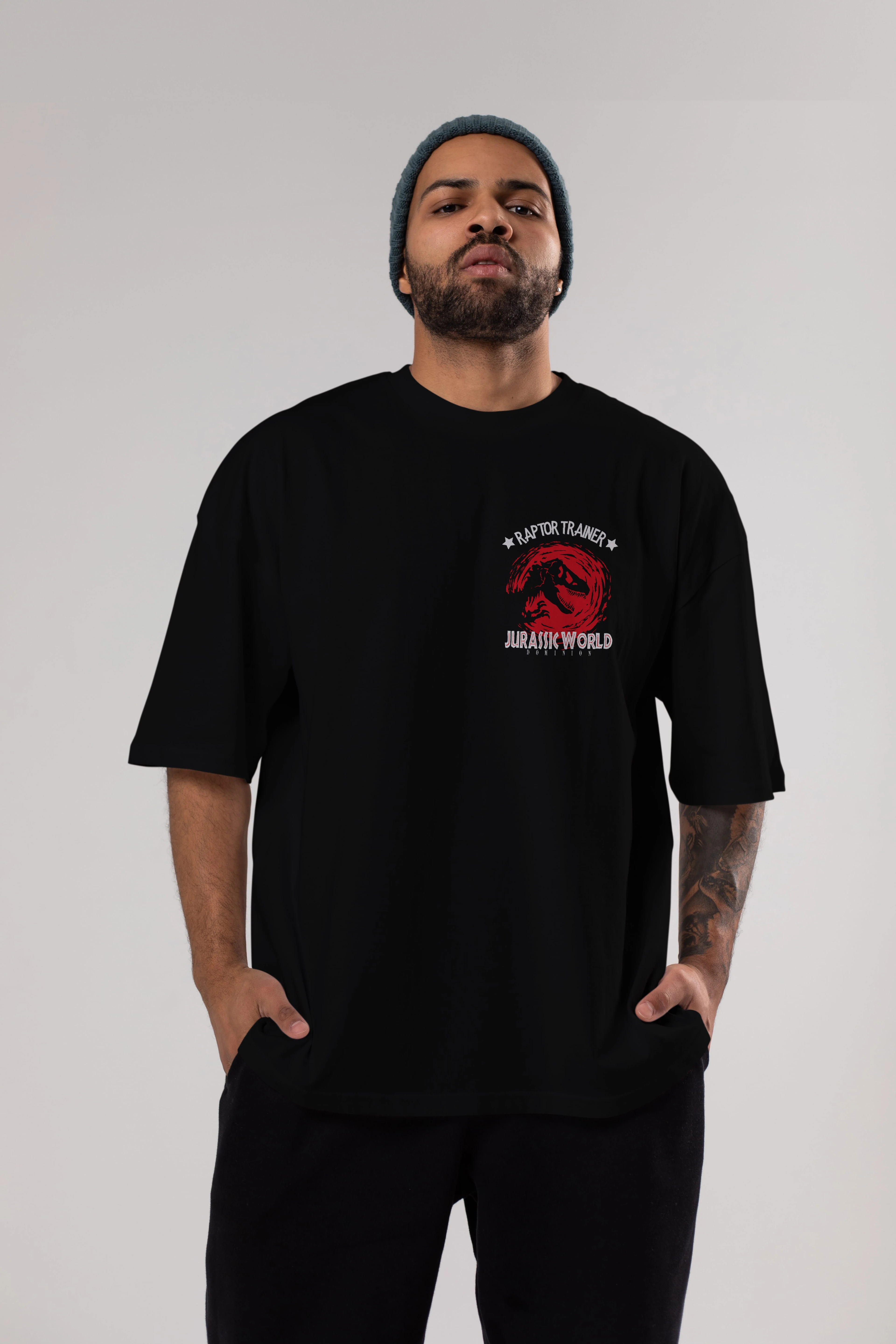 Jurassic Park (3) Ön Sol Baskılı Oversize t-shirt Erkek Kadın Unisex %100 Pamuk Bisiklet Yaka tişort