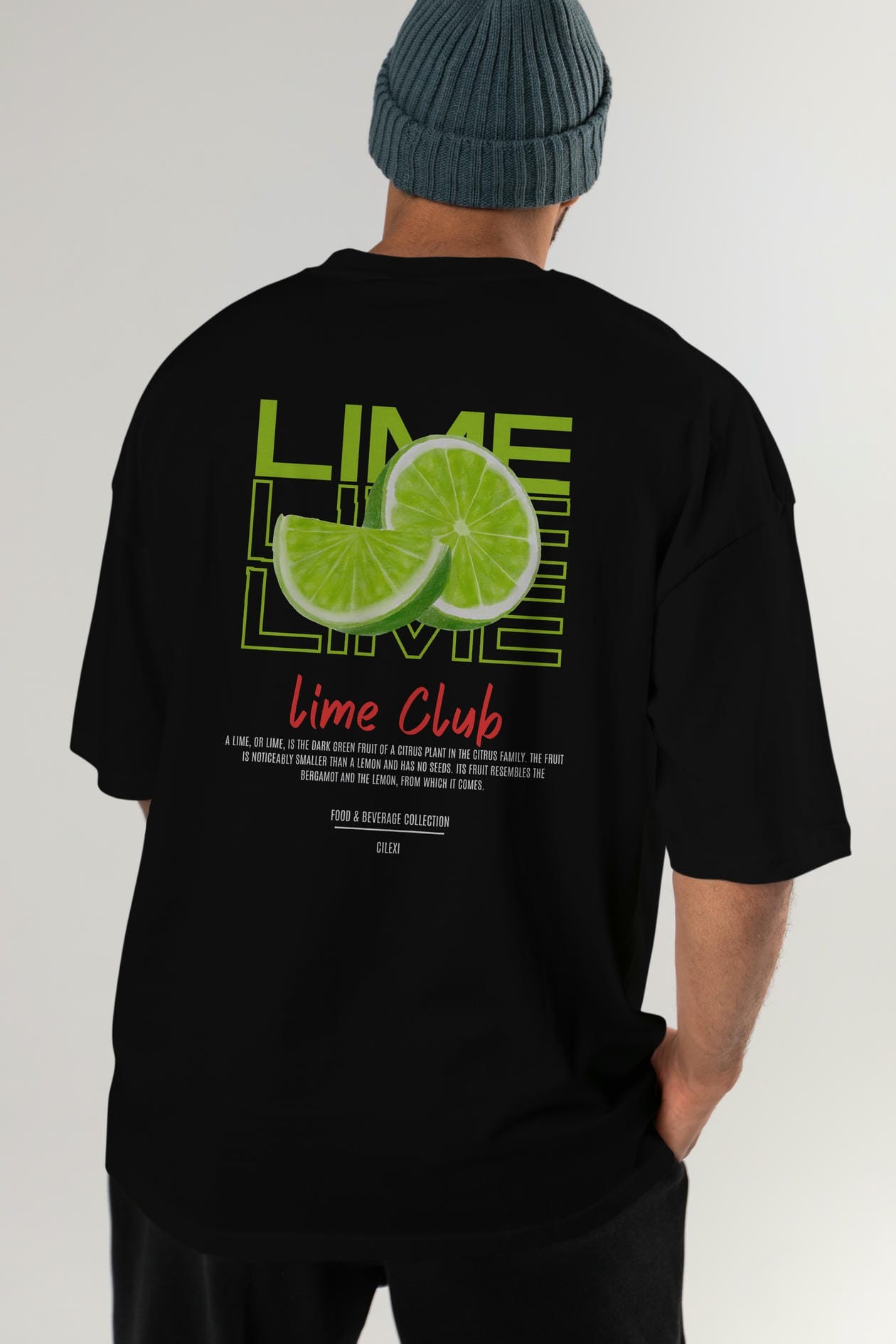 Lime Kokteyl Serisi Baskılı Oversize t-shirt Erkek Kadın Unisex %100 Pamuk Bisiklet Yaka tişort