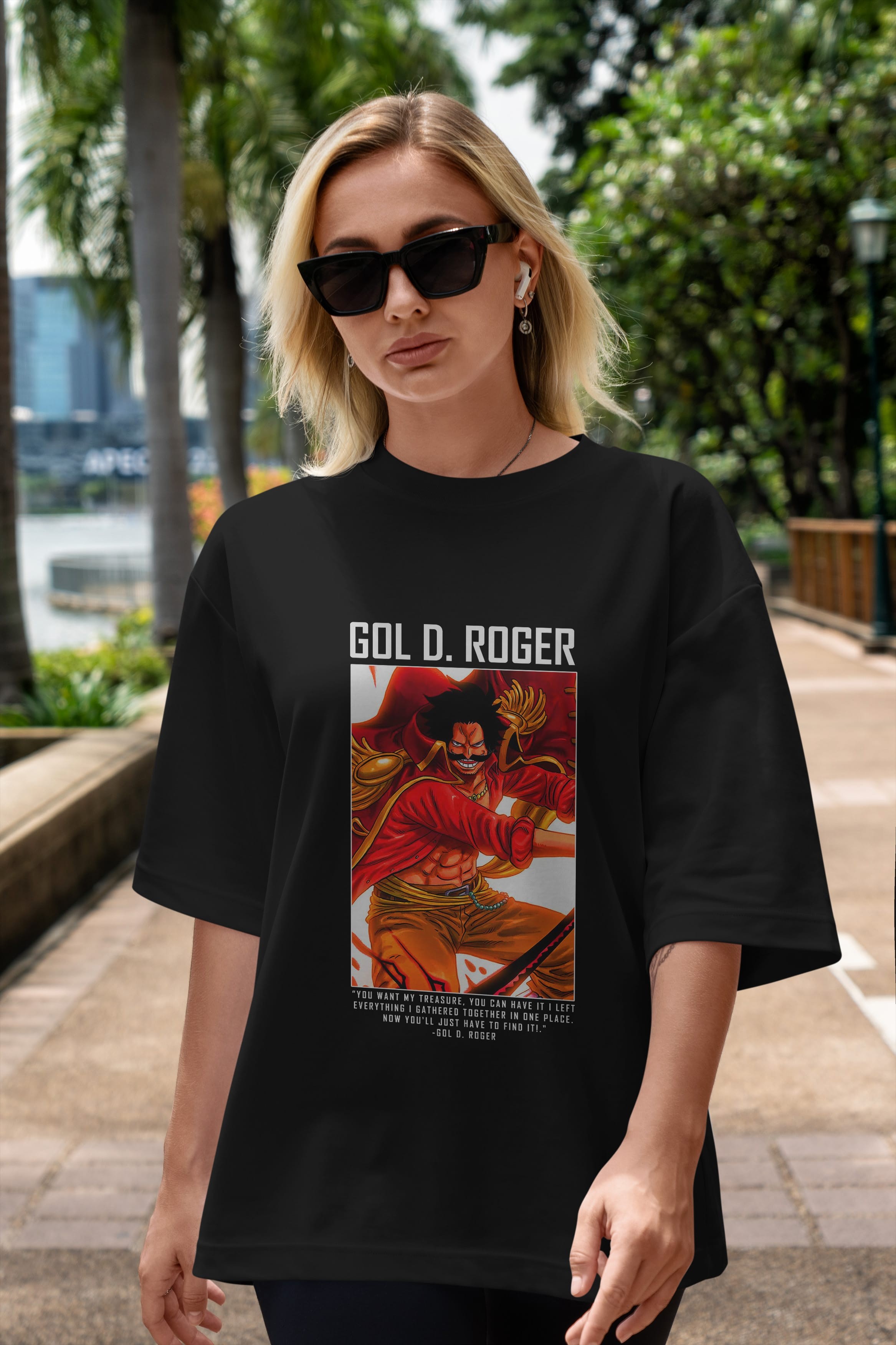 Gol D. Roger Anime Ön Baskılı Oversize t-shirt Erkek Kadın Unisex