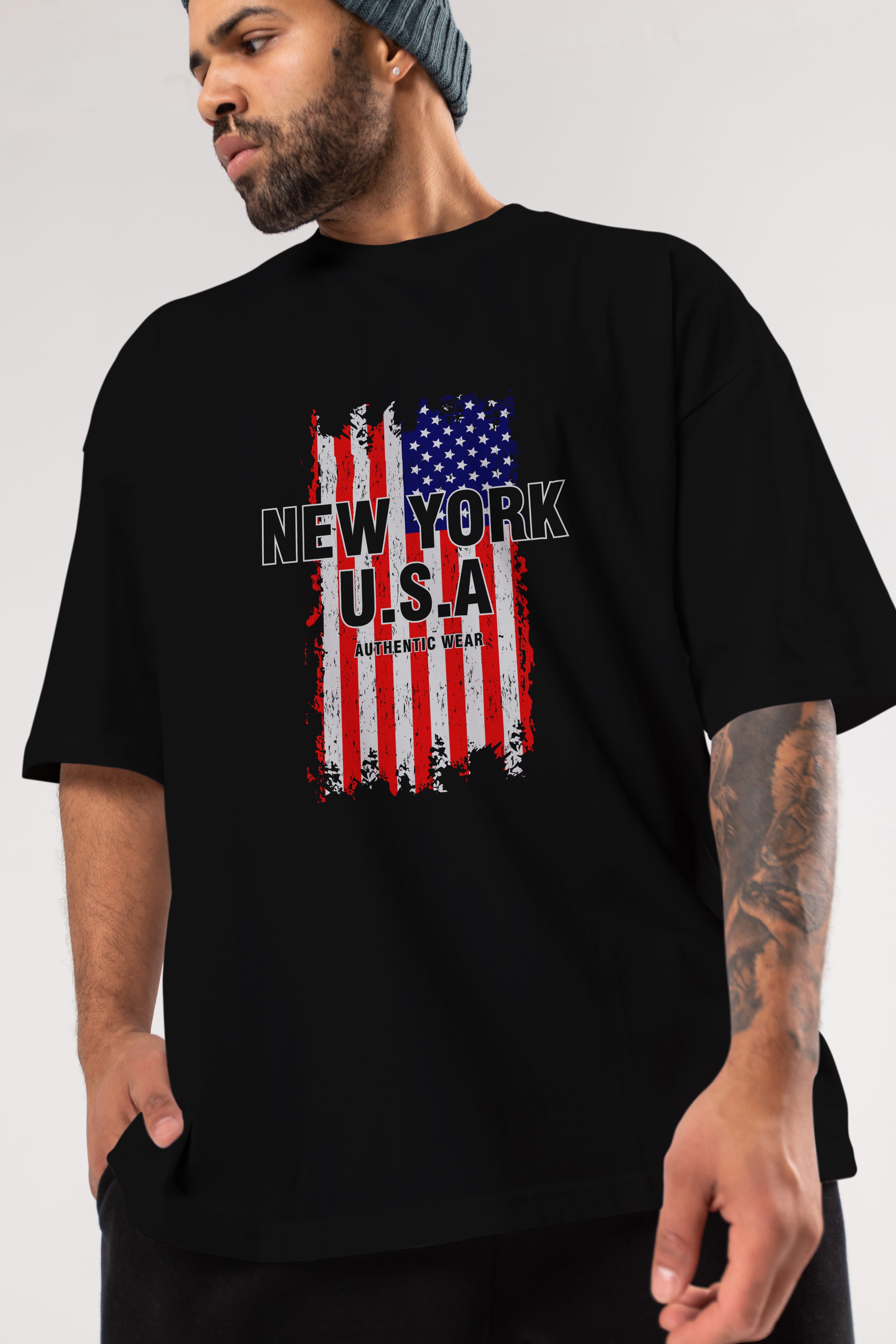 New York Usa Ön Baskılı Oversize t-shirt Erkek Kadın Unisex