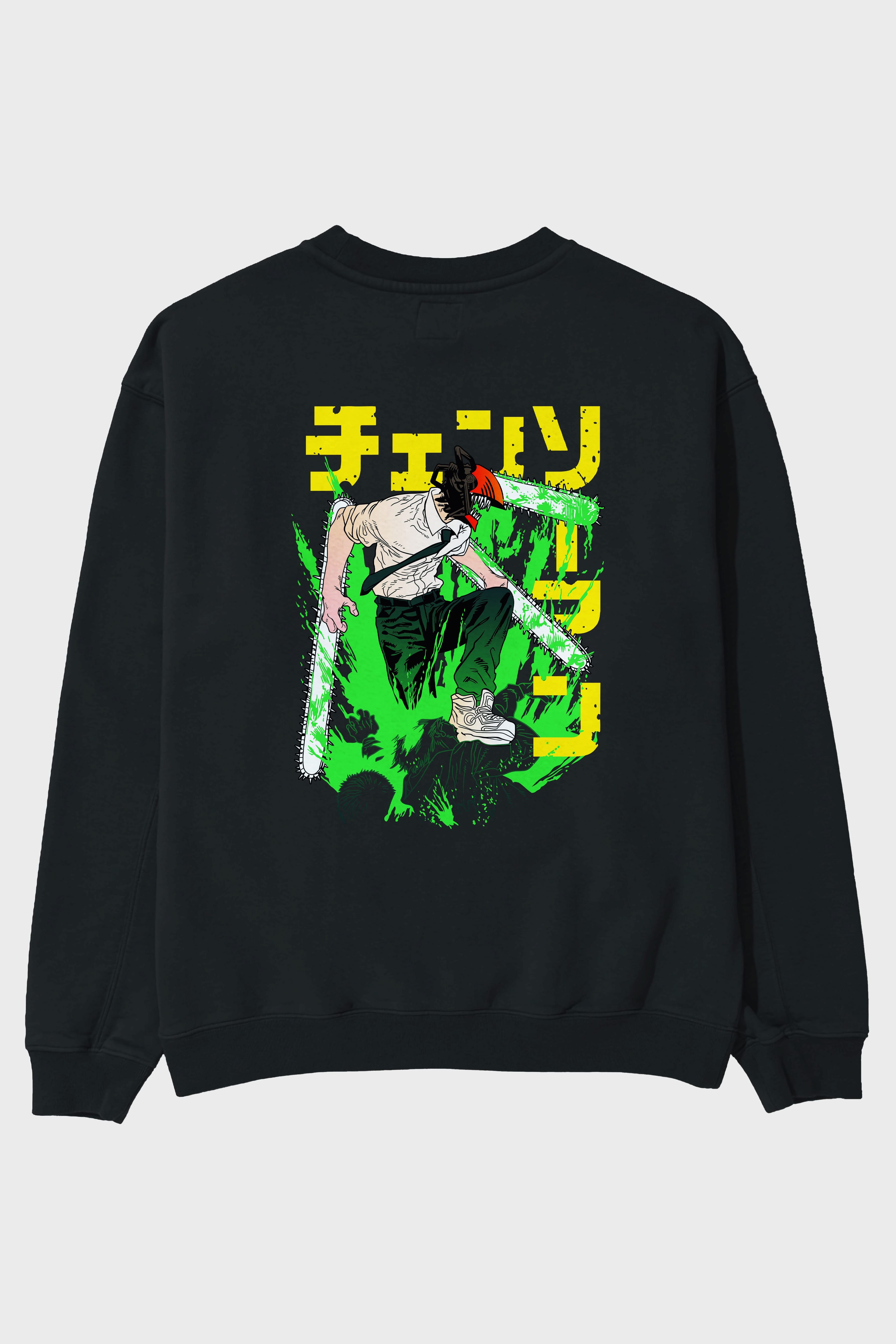 CHAINSAWMAN DENJI Anime Arka Baskılı Oversize Sweatshirt Erkek Kadın Unisex