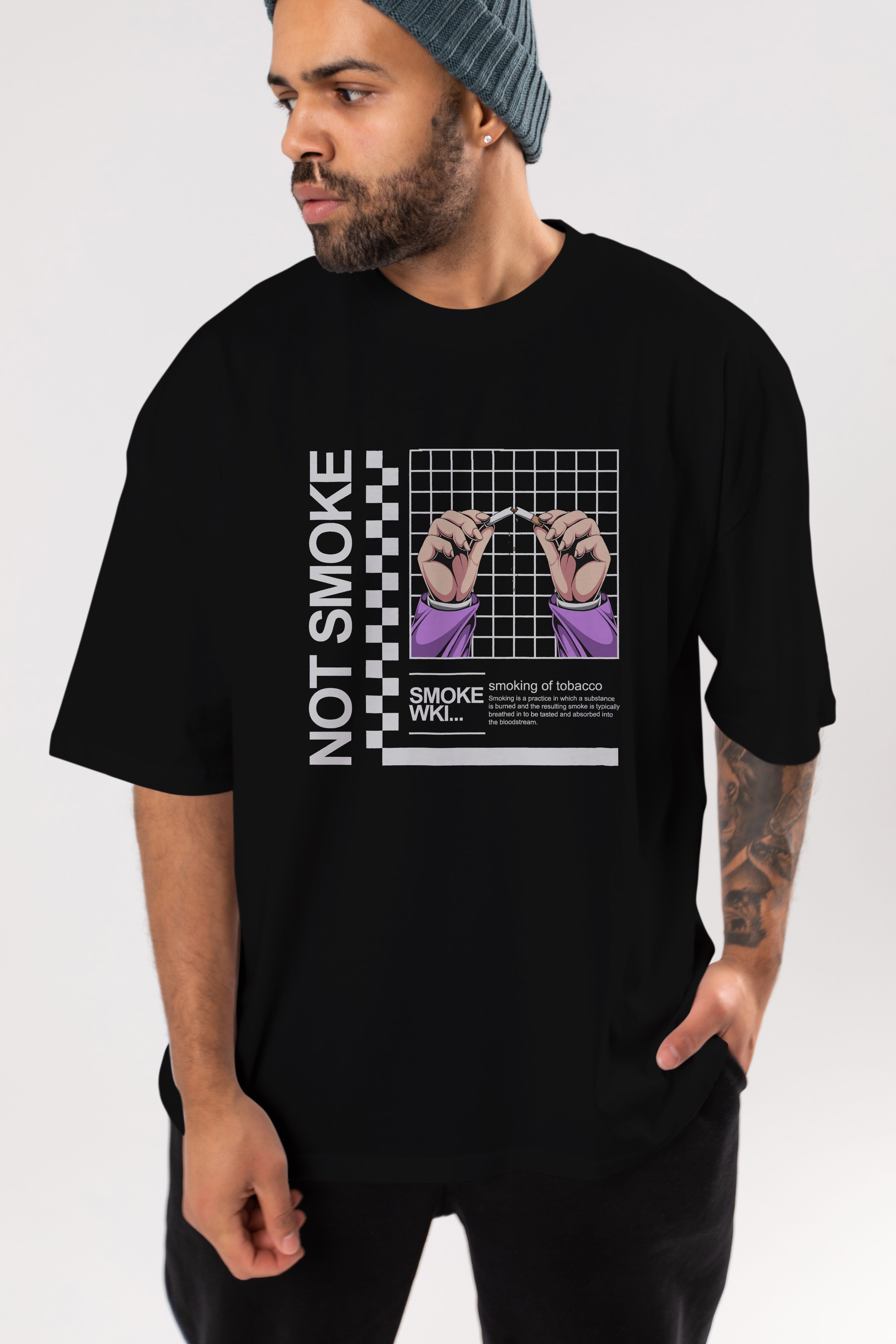 Not Smoke Ön Baskılı Oversize t-shirt Erkek Kadın Unisex