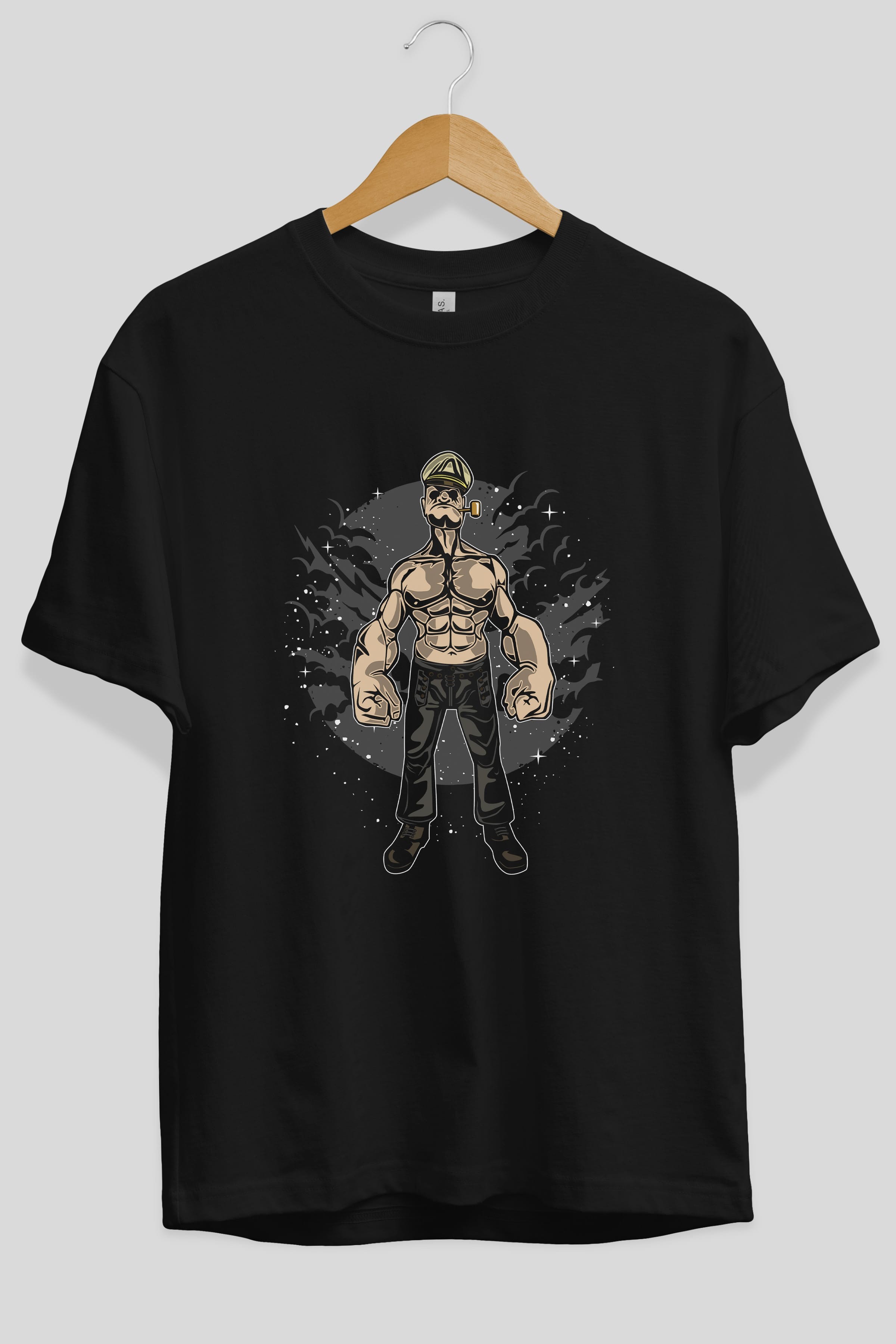 Popeye Ön Baskılı Oversize t-shirt Erkek Kadın Unisex %100 Pamuk tişort