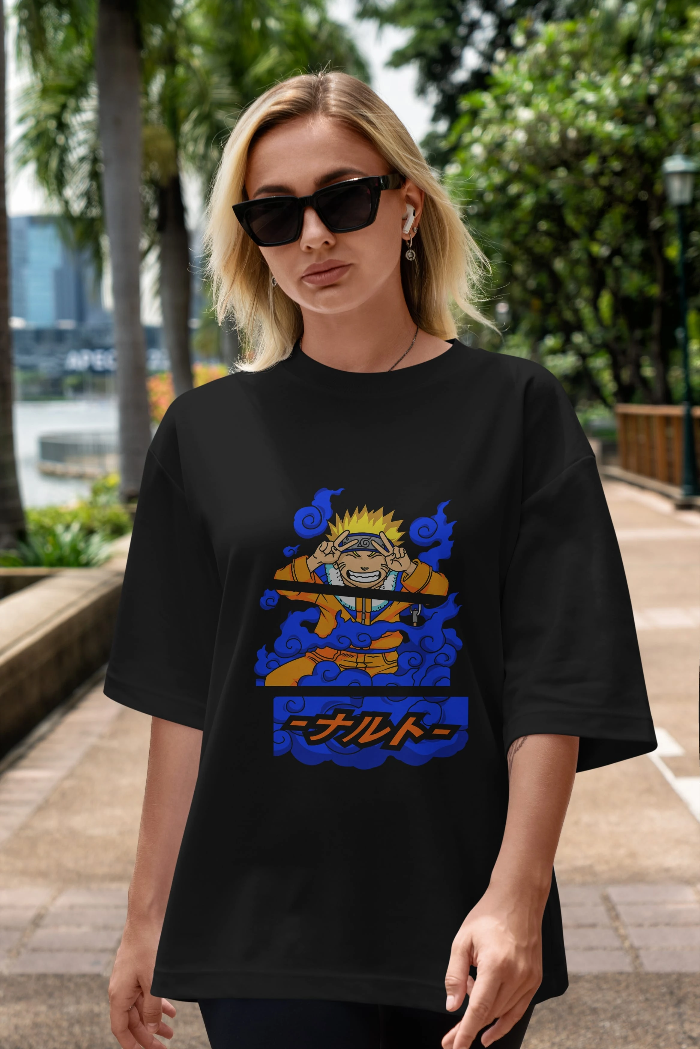 naruto uzumaki Anime Ön Baskılı Oversize t-shirt %100 pamuk Erkek Kadın Unisex