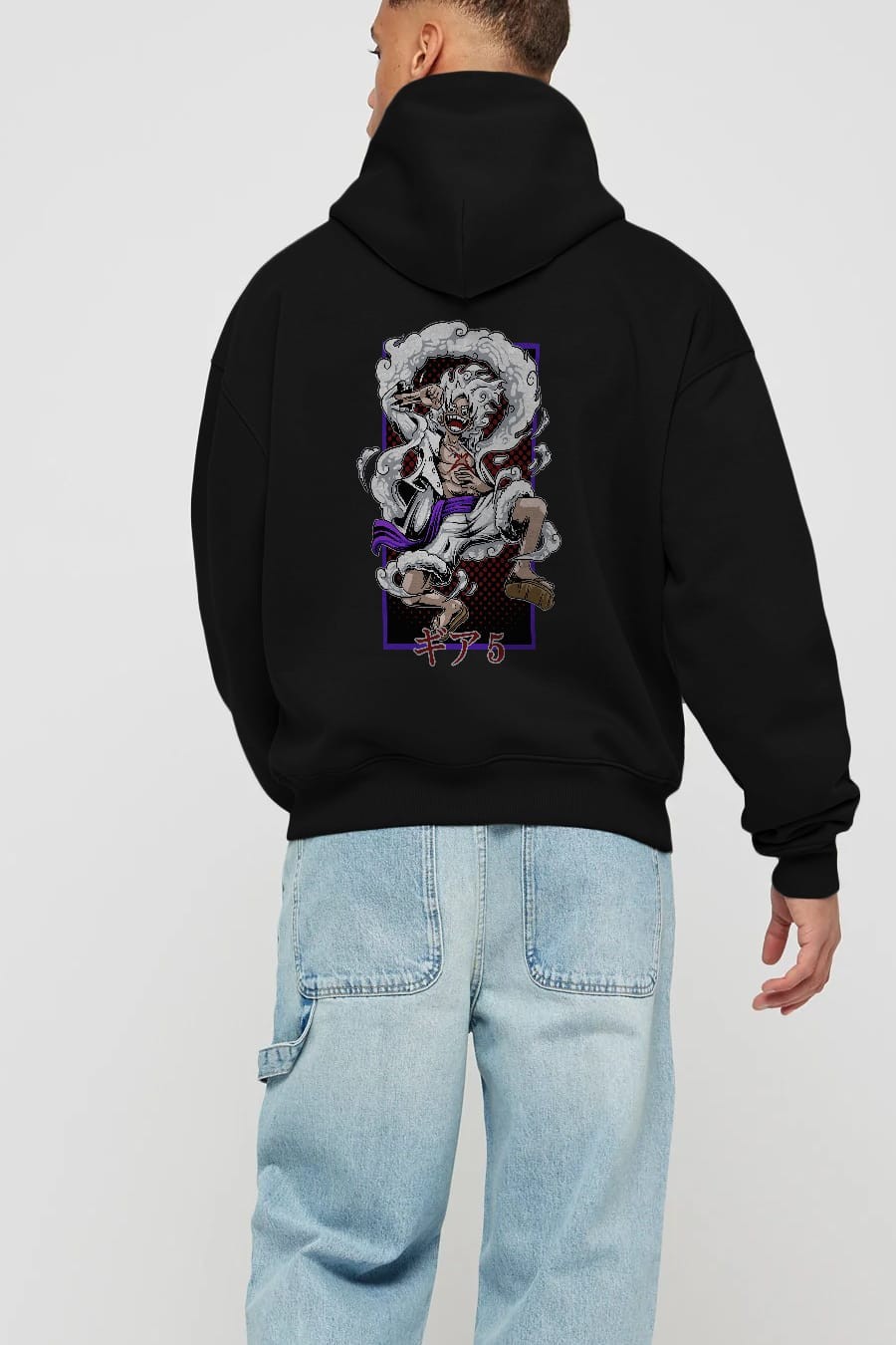 MONKEY D. LUFFY GEAR5 Anime Arka Baskılı Hoodie Oversize Kapüşonlu Sweatshirt Erkek Kadın Unisex