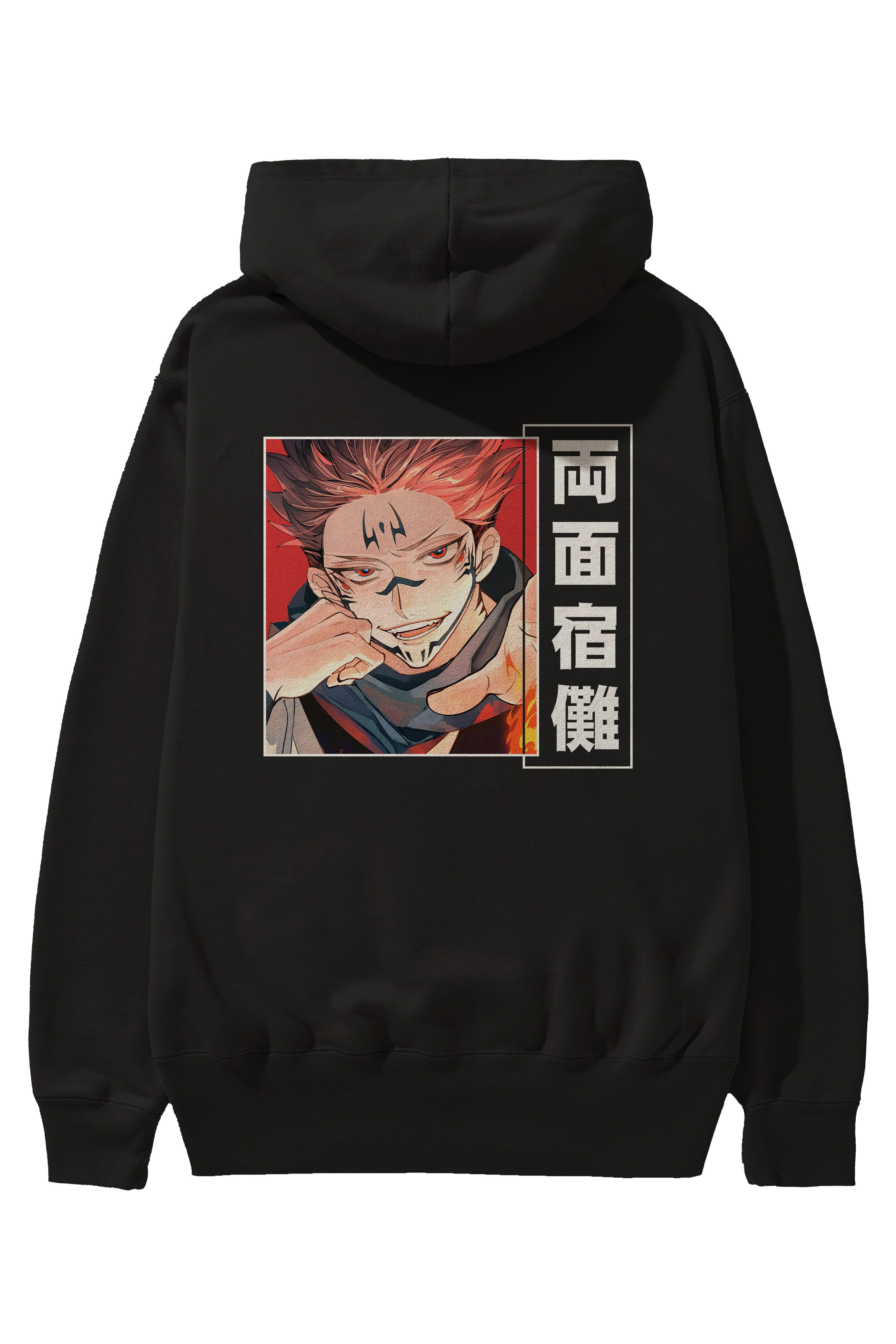 Sukuna Ryoumen 4 Anime Arka Baskılı Hoodie Oversize Kapüşonlu Sweatshirt Erkek Kadın Unisex