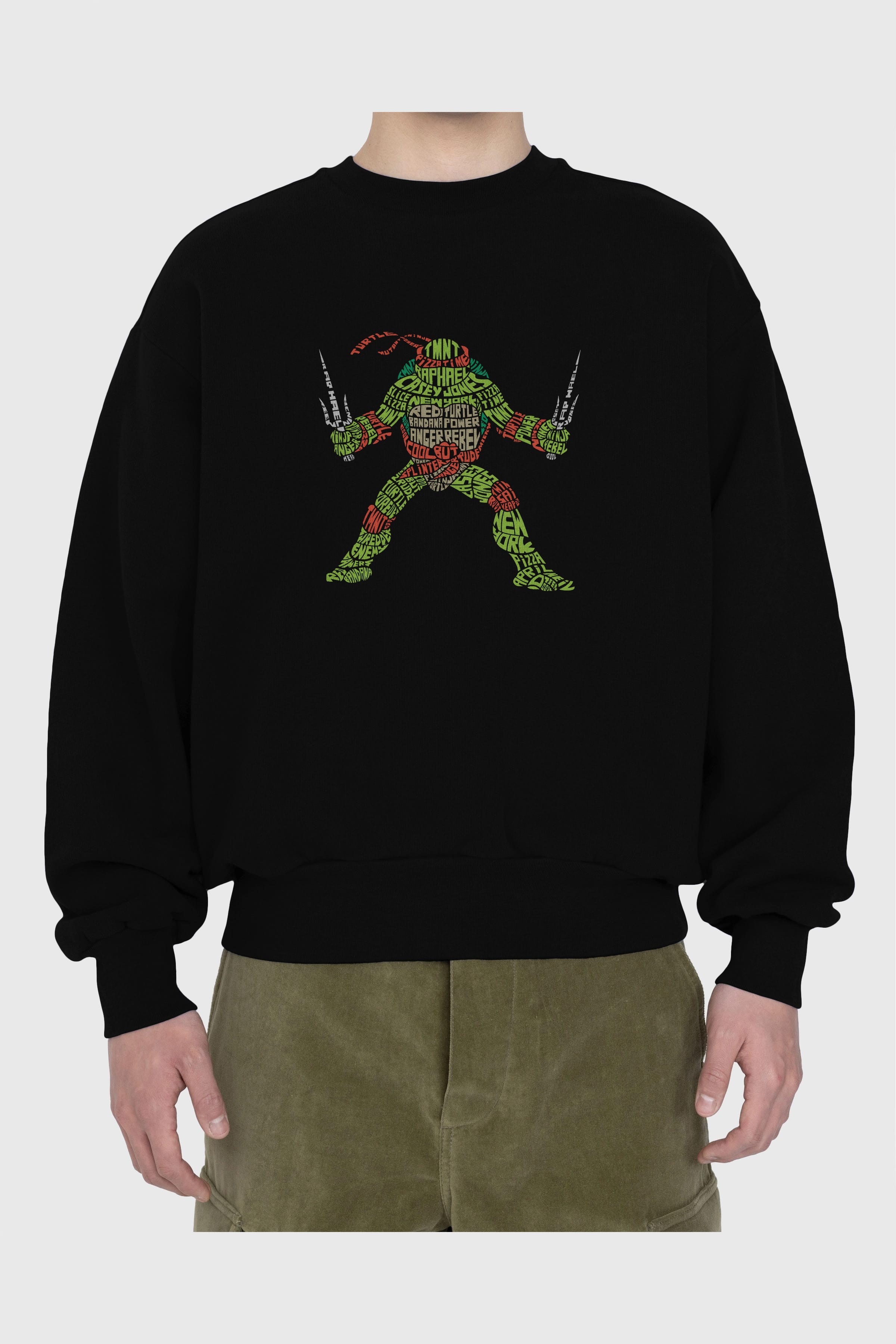 Ninja Turtle Ön Baskılı Oversize Sweatshirt Erkek Kadın Unisex