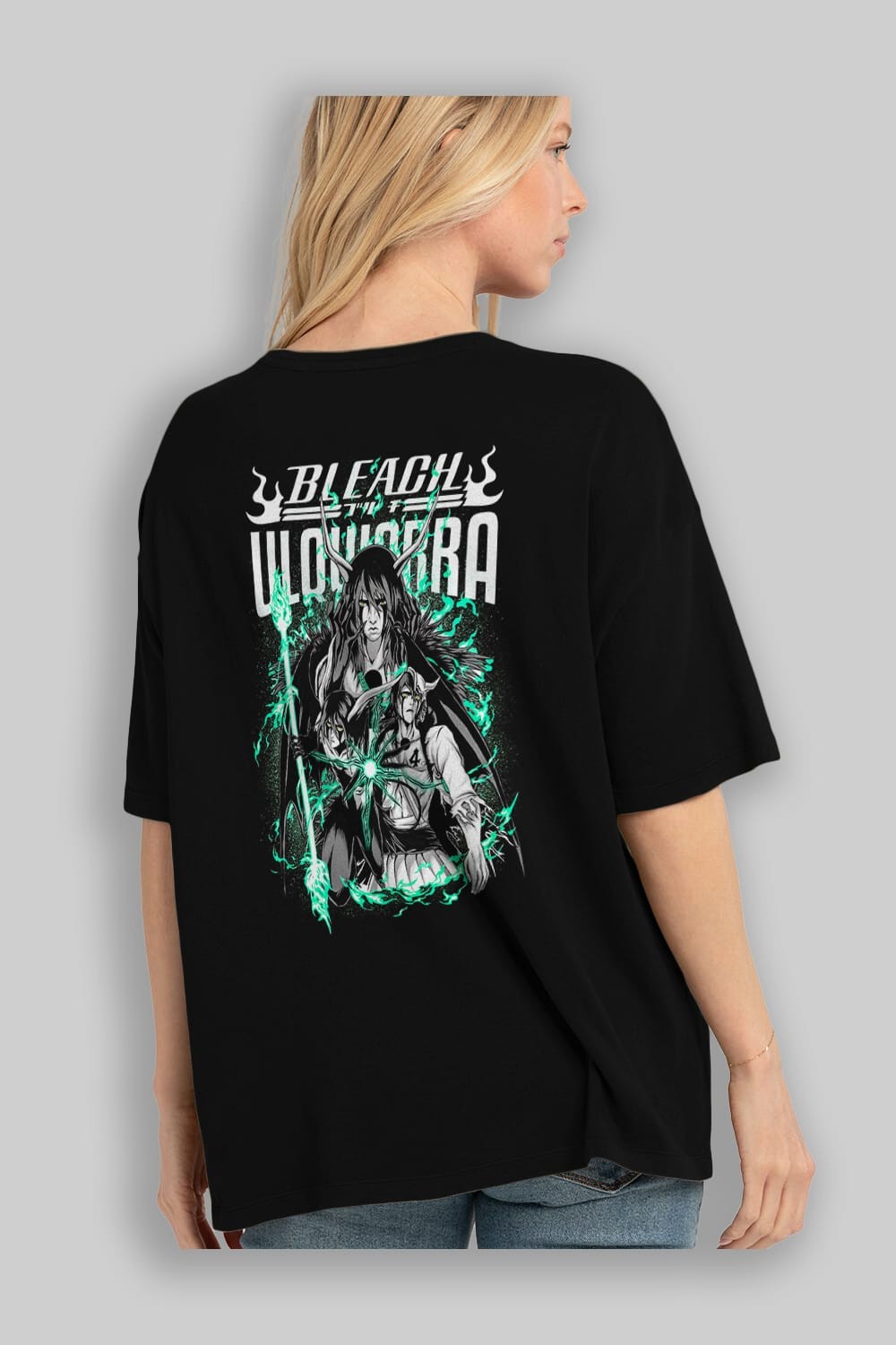 BLEACH(ULQUIARRA) Anime Arka Baskılı Oversize t-shirt Erkek Kadın Unisex