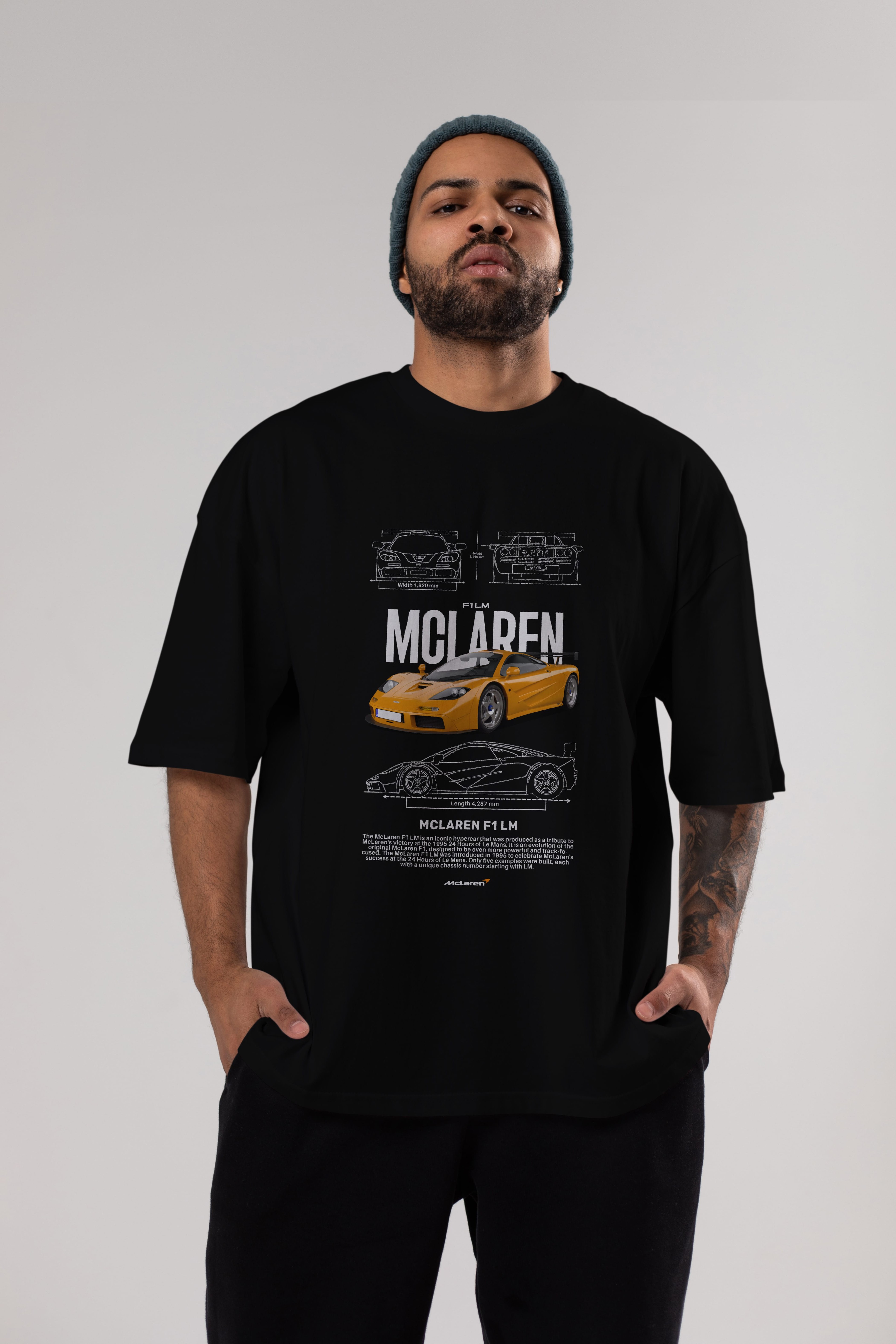 MCLAREN F1 LM 1 Ön Baskılı Oversize t-shirt Erkek Kadın Unisex %100 Pamuk Bisiklet Yaka tişort