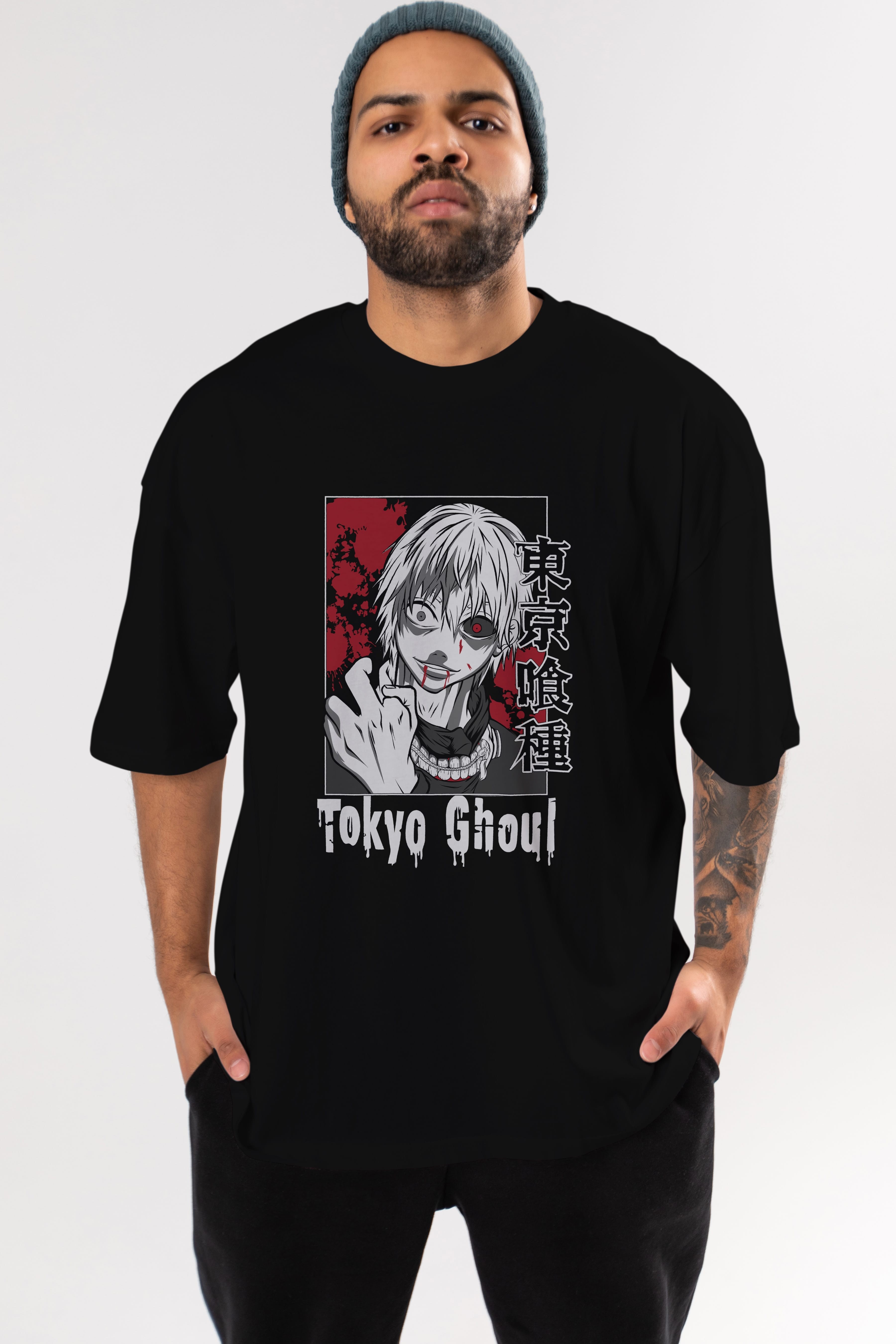 Kaneki Ken TOKYO GHOUL Anime Ön Baskılı Oversize t-shirt %100 pamuk Erkek Kadın Unisex