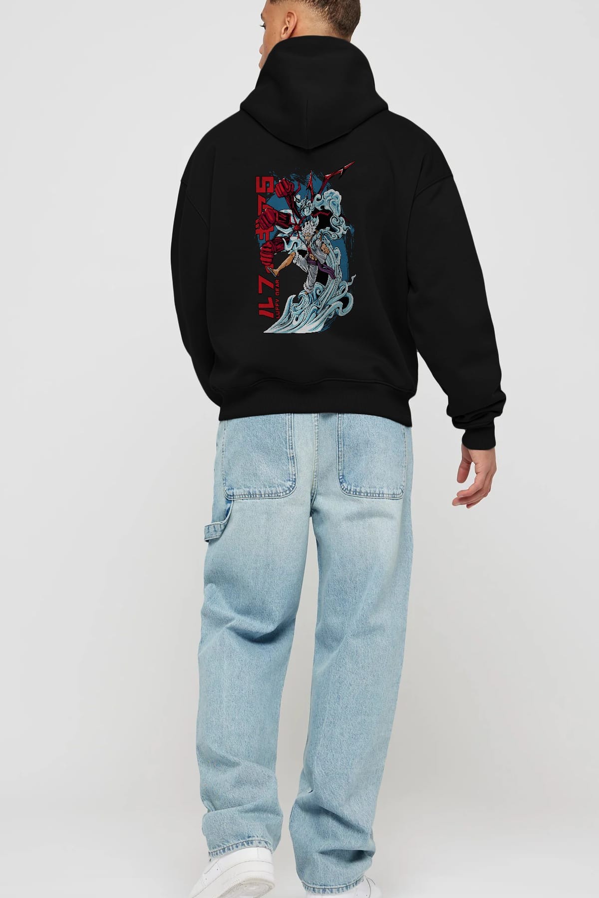 MONKEY D. LUFFY GEAR5 2 Anime Arka Baskılı Hoodie Oversize Kapüşonlu Sweatshirt Erkek Kadın Unisex