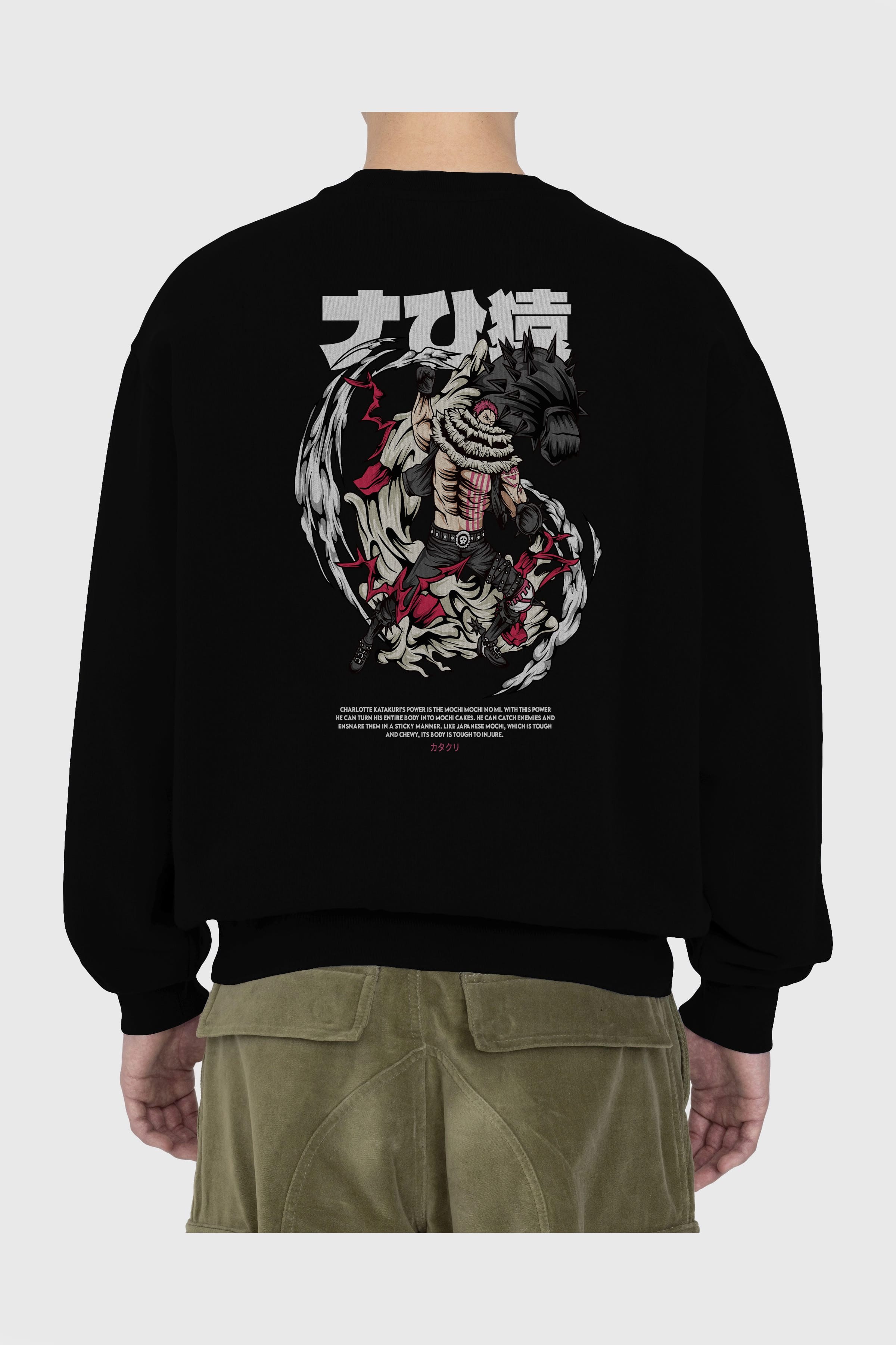 Katakuri Anime Arka Baskılı Oversize Sweatshirt Erkek Kadın Unisex