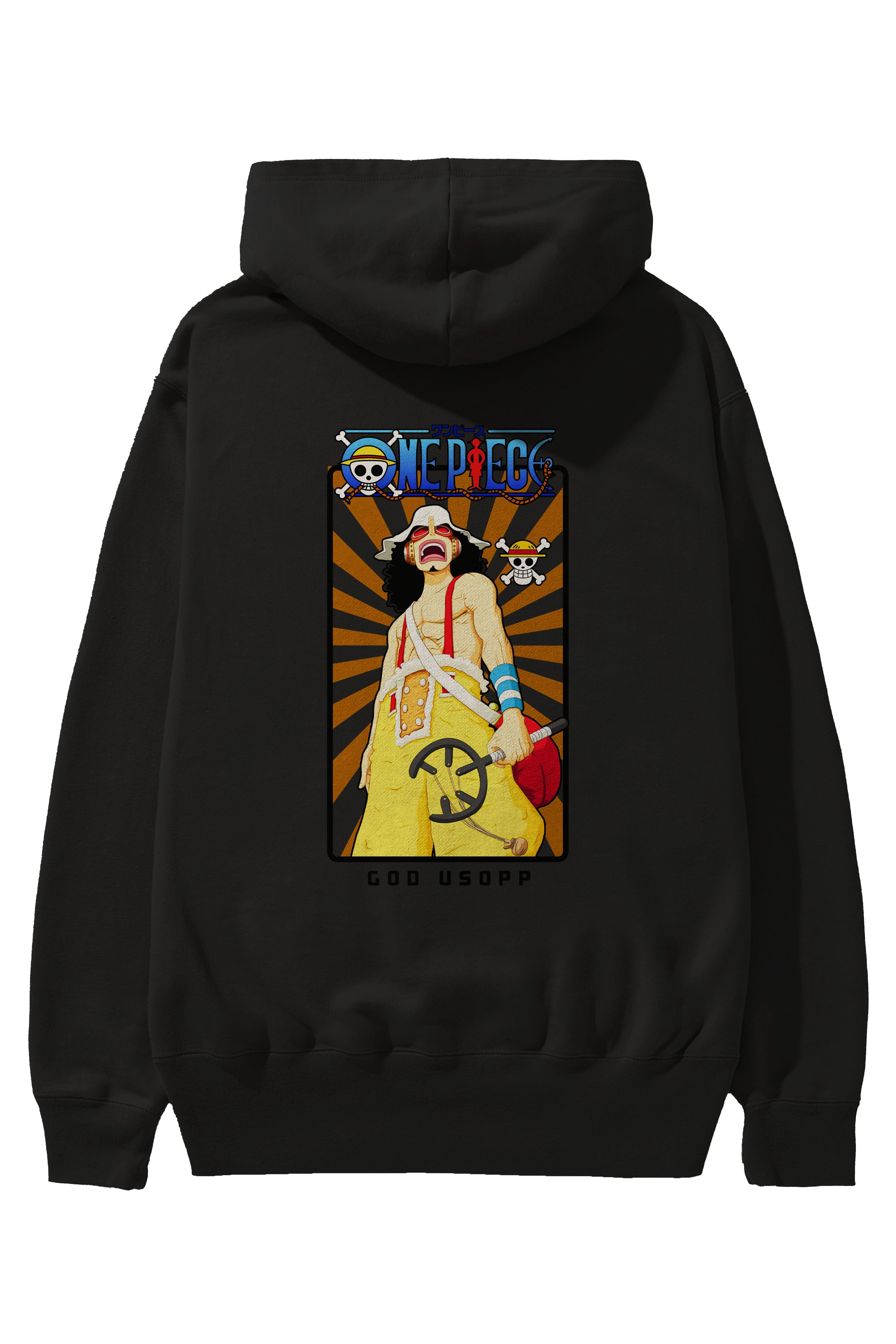 Usopp Anime Arka Baskılı Hoodie Oversize Kapüşonlu Sweatshirt Erkek Kadın Unisex