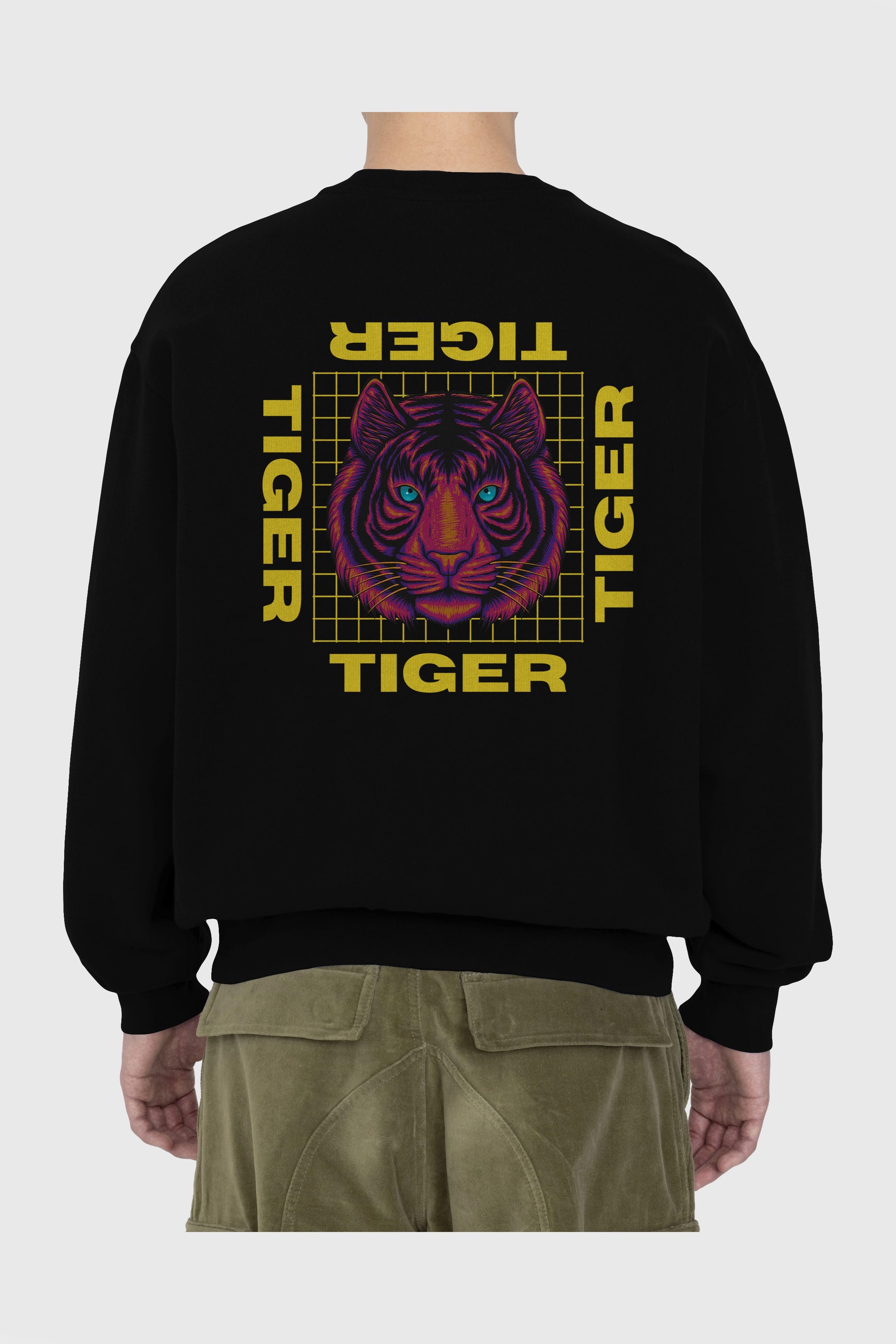 Tiger Yazılı Streetwear Arka Baskılı Oversize Sweatshirt Erkek Kadın Unisex