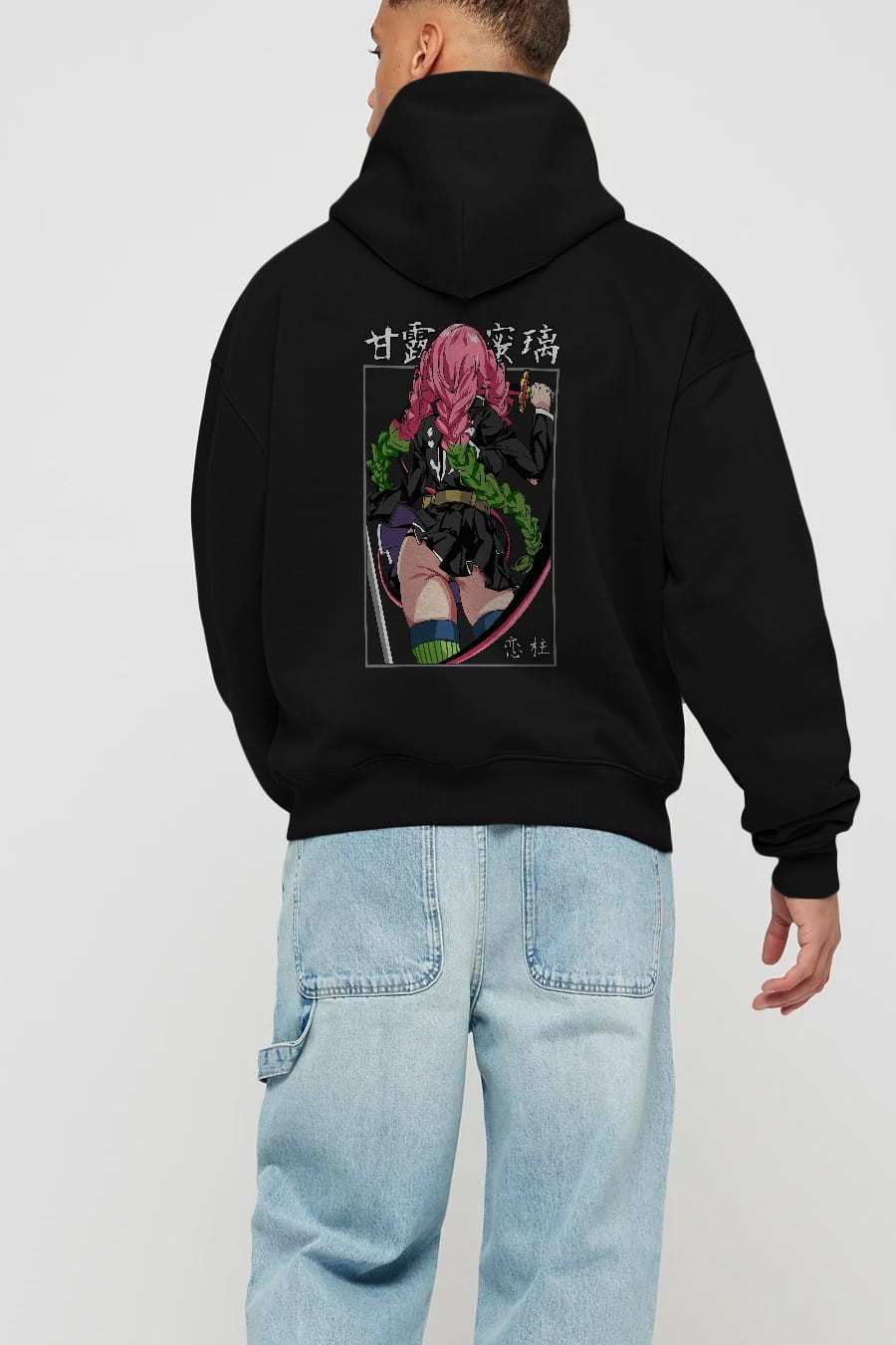 Mitsuri DEMONSLAYER Anime Arka Baskılı Hoodie Oversize Kapüşonlu Sweatshirt Erkek Kadın Unisex