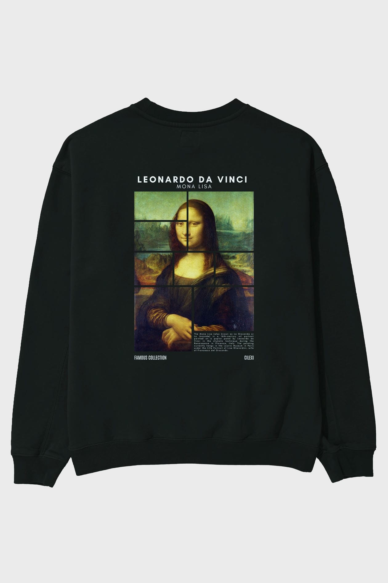 Leonardo Da Vinci Mona Lisa Arka Baskılı Oversize Sweatshirt Erkek Kadın Unisex