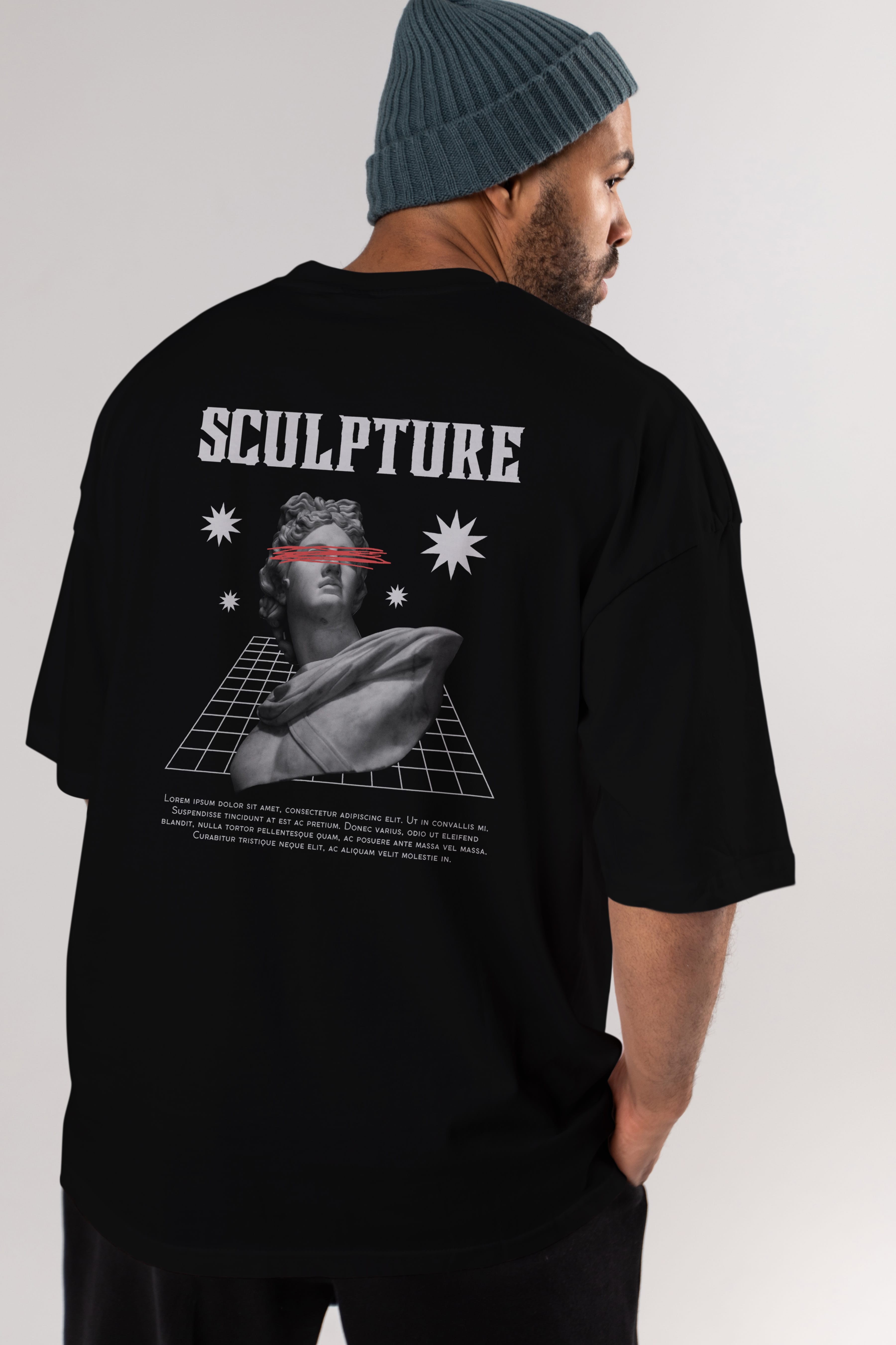 Sculpture Yazılı Arka Baskılı Oversize t-shirt Erkek Kadın Unisex