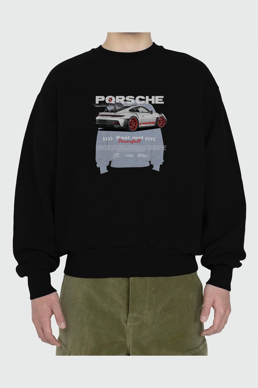 PORSCHE 911 2024 Ön Baskılı Anime Oversize Sweatshirt Erkek Kadın Unisex