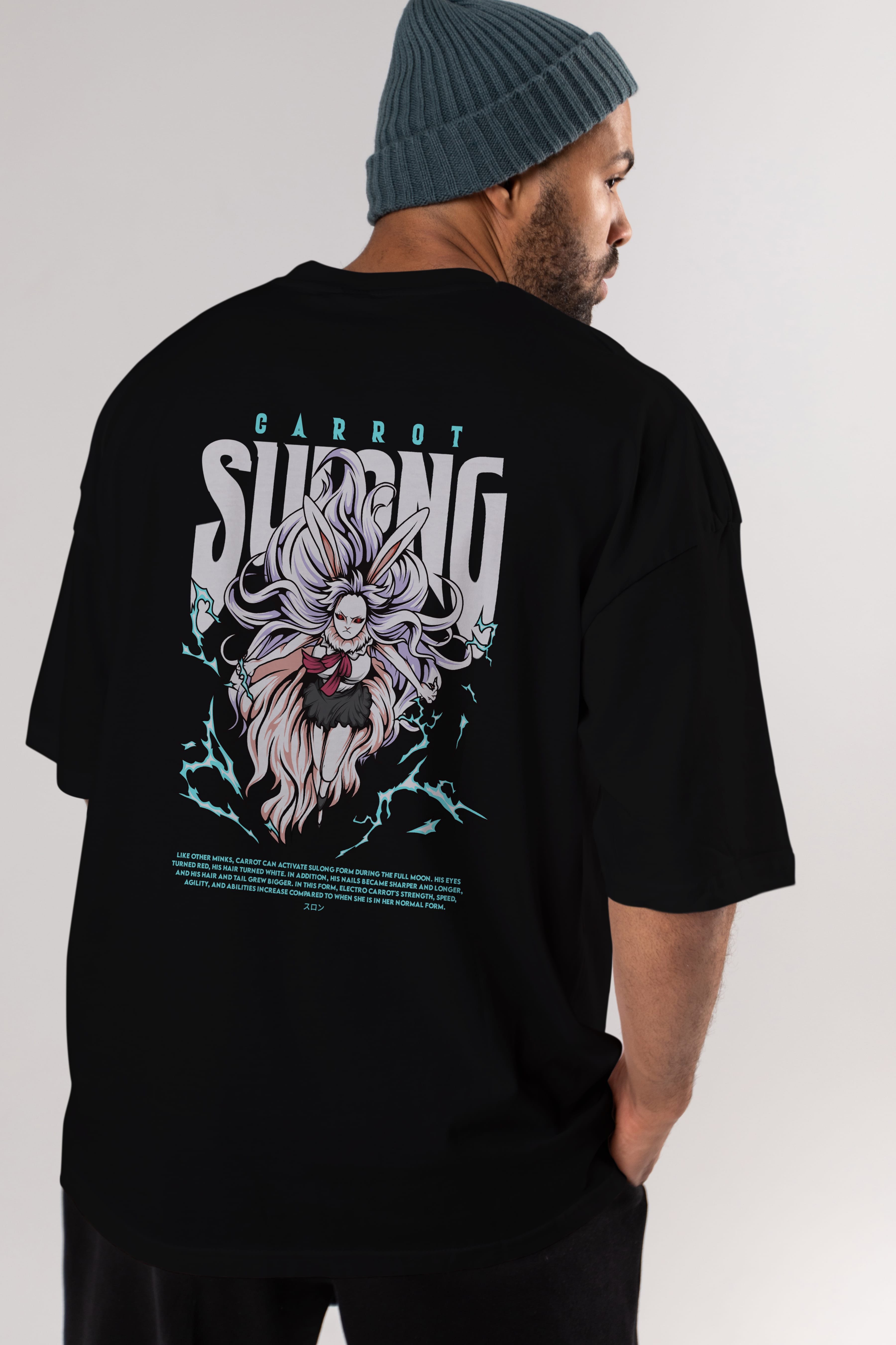 Carrot Sulong Anime Arka Baskılı Oversize t-shirt Erkek Kadın Unisex
