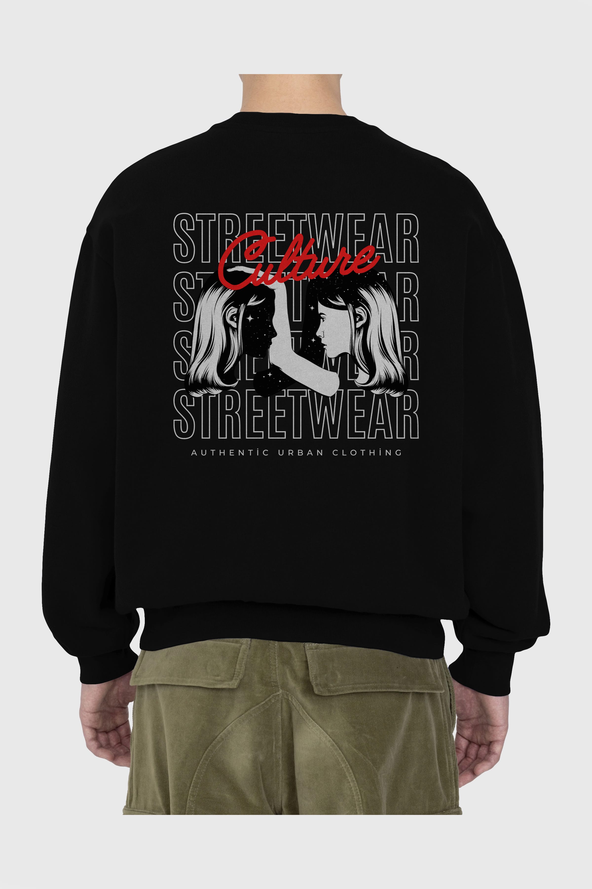 Culture Streetwear Yazılı Arka Baskılı Oversize Sweatshirt Erkek Kadın Unisex