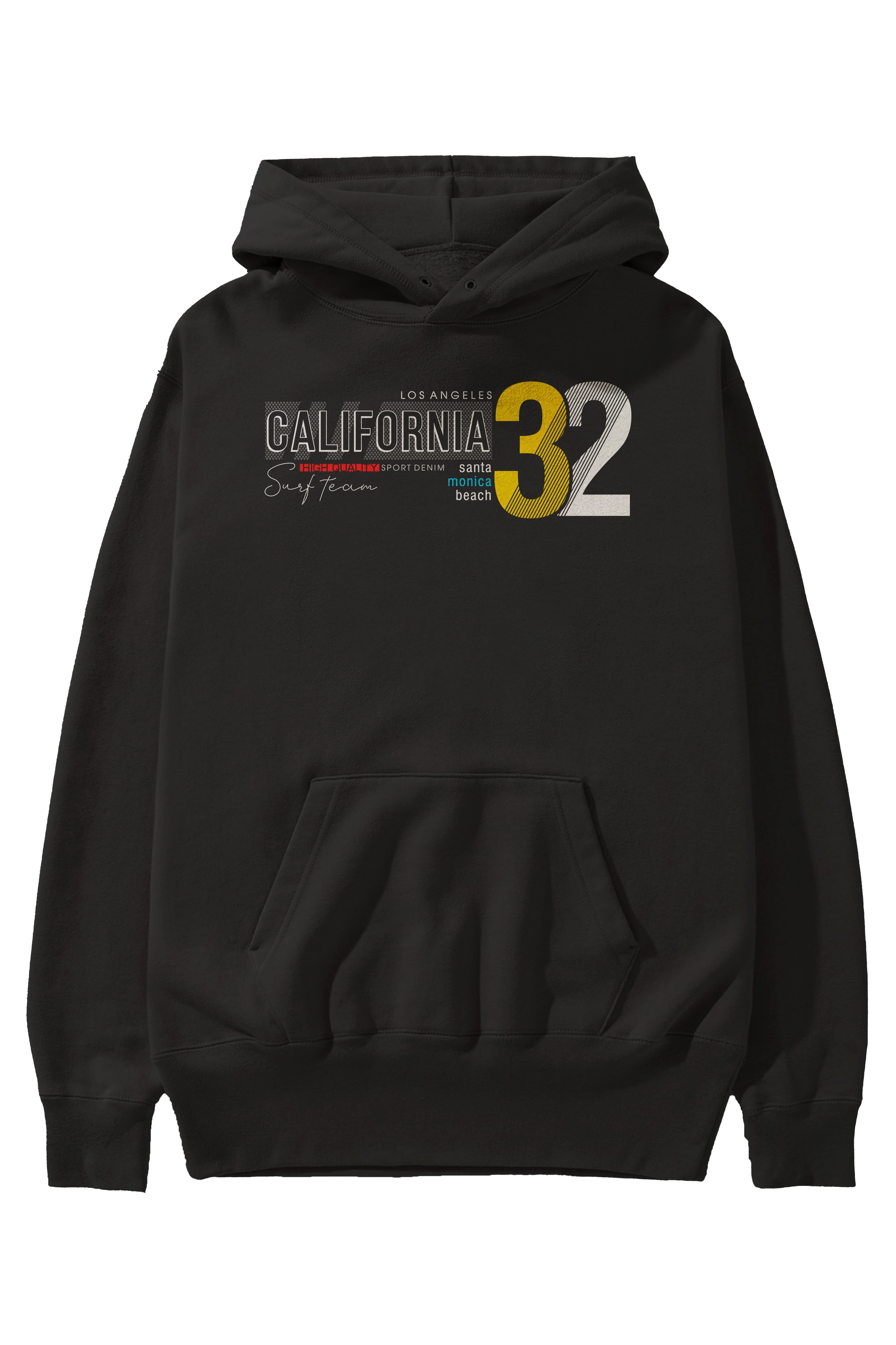 California 32 Ön Baskılı Oversize Hoodie Kapüşonlu Sweatshirt Erkek Kadın Unisex