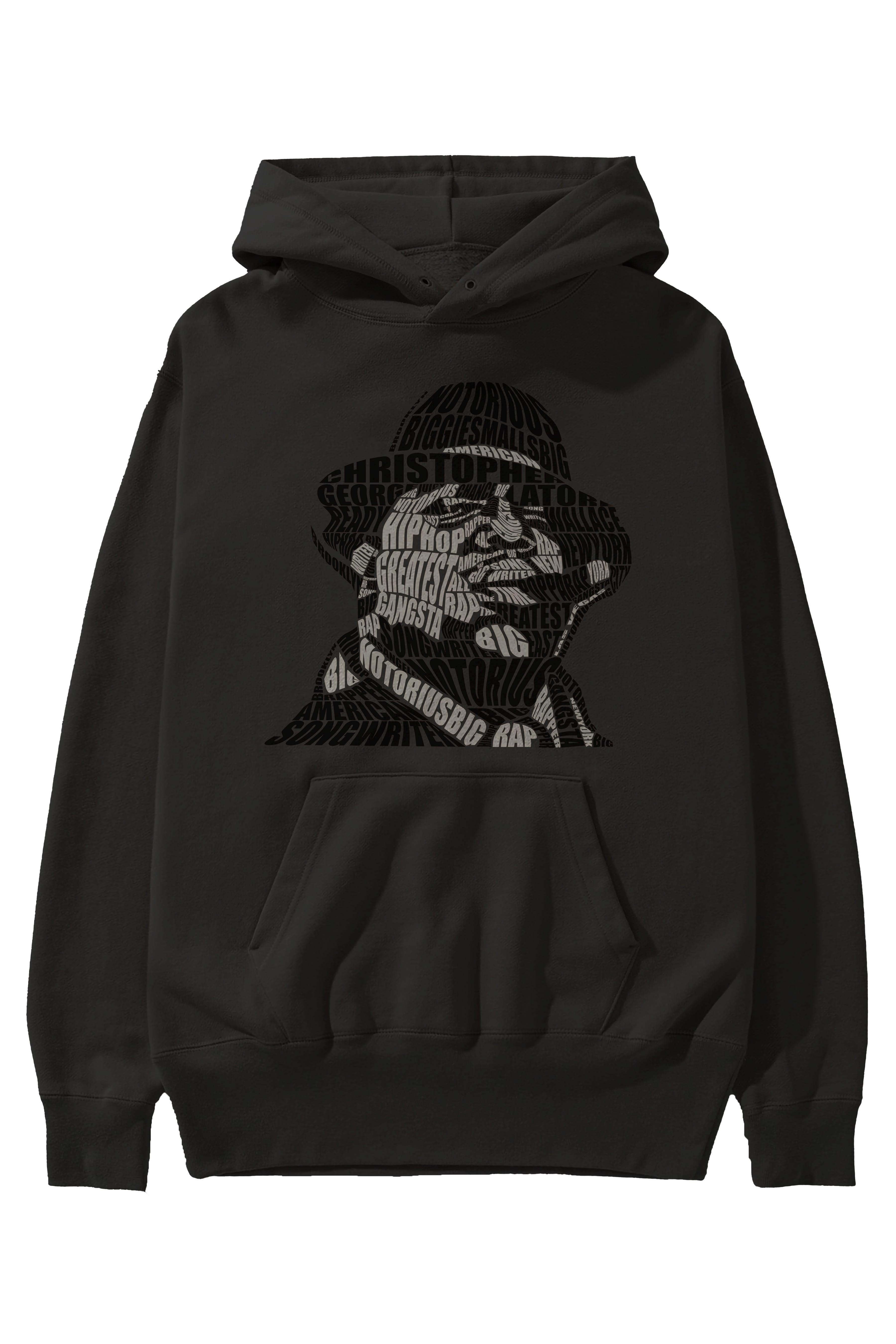 Notorious Big Calligram Ön Baskılı Hoodie Oversize Kapüşonlu Sweatshirt Erkek Kadın Unisex