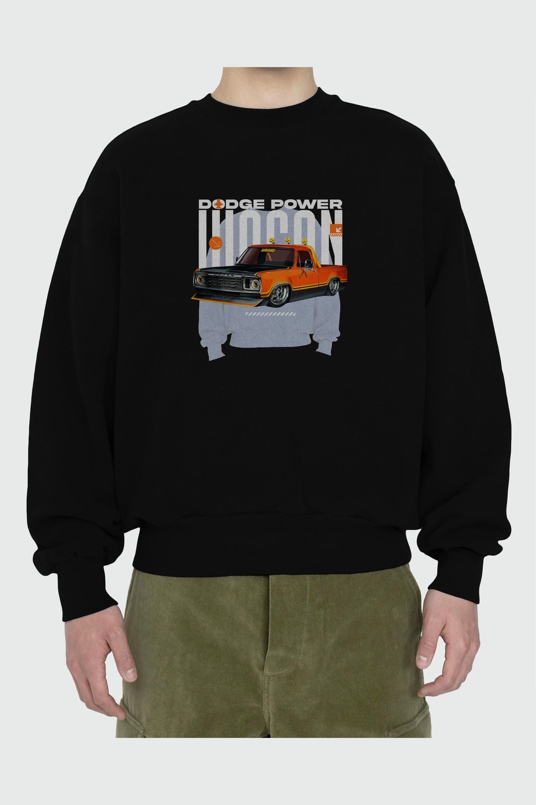 DODGE POWER WAGON Ön Baskılı Anime Oversize Sweatshirt Erkek Kadın Unisex