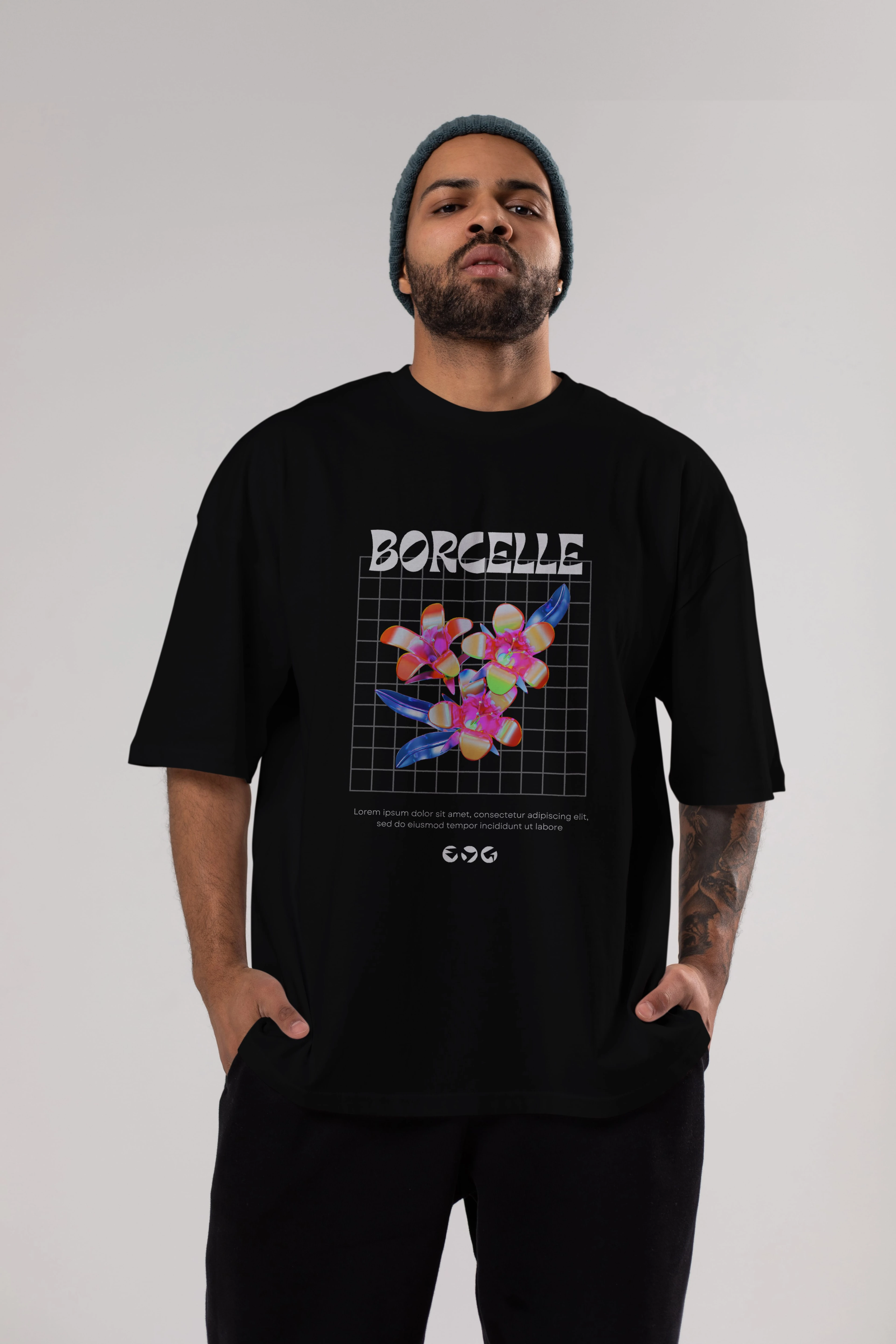 Borcelle Streetwear Ön Baskılı Oversize t-shirt Erkek Kadın Unisex