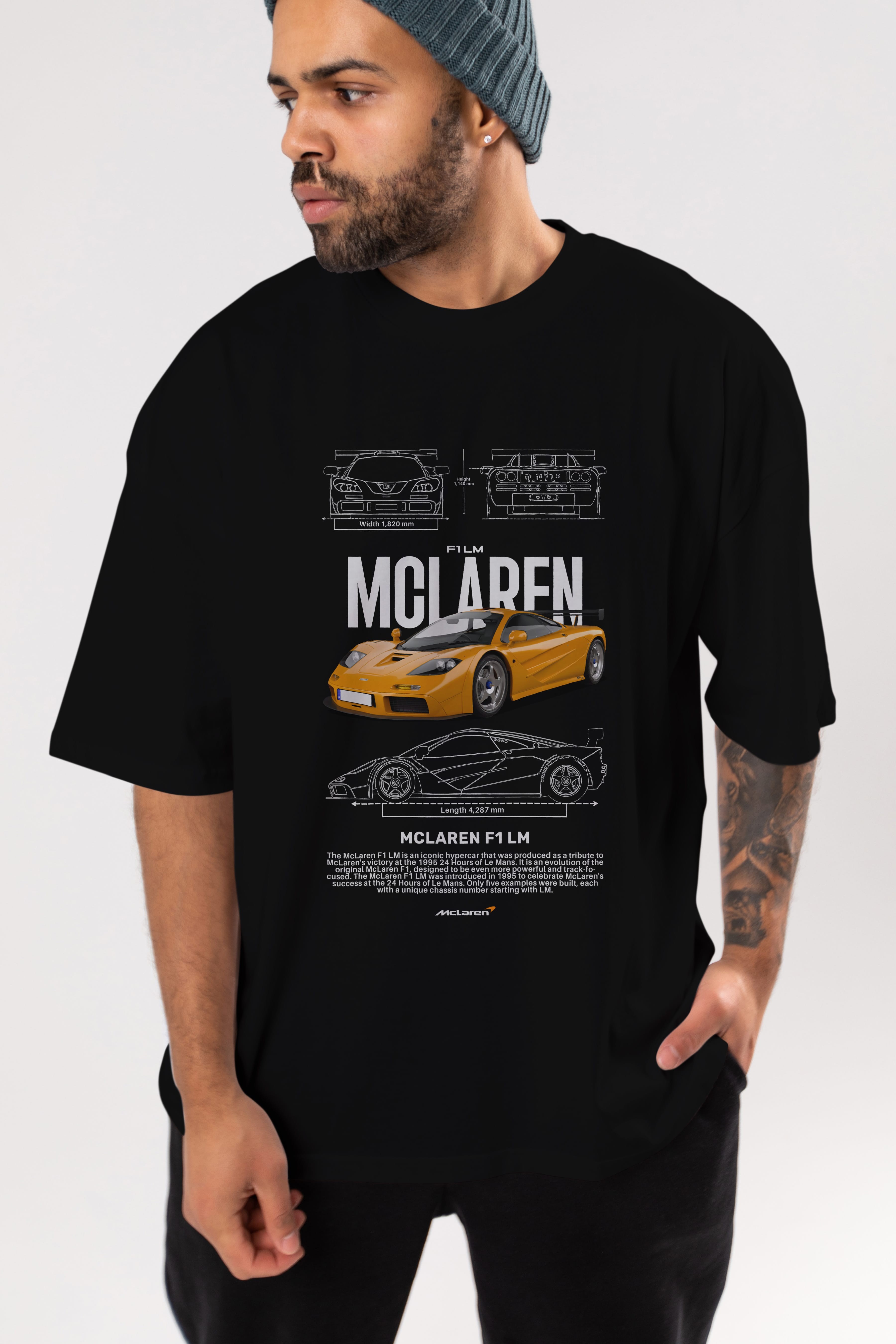 MCLAREN F1 LM 1 Ön Baskılı Oversize t-shirt Erkek Kadın Unisex %100 Pamuk Bisiklet Yaka tişort