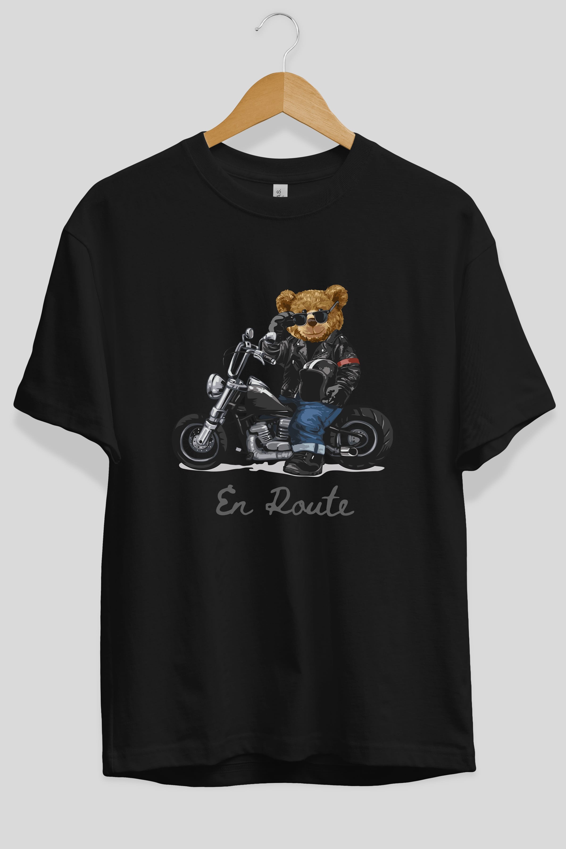 Teddy Bear En Route Ön Baskılı Oversize t-shirt Erkek Kadın Unisex %100 Pamuk