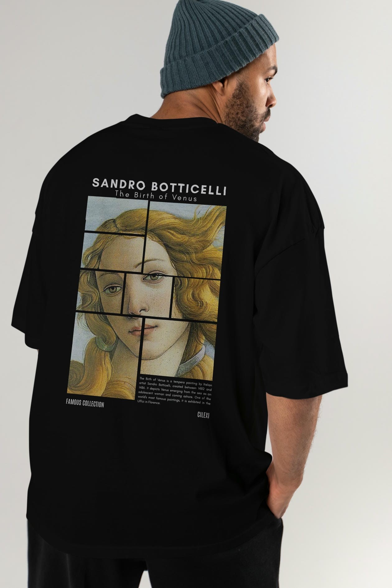 Sandro Botticelli Arka Baskılı Oversize t-shirt Erkek Kadın Bisiklet Yaka Pamuk tişort