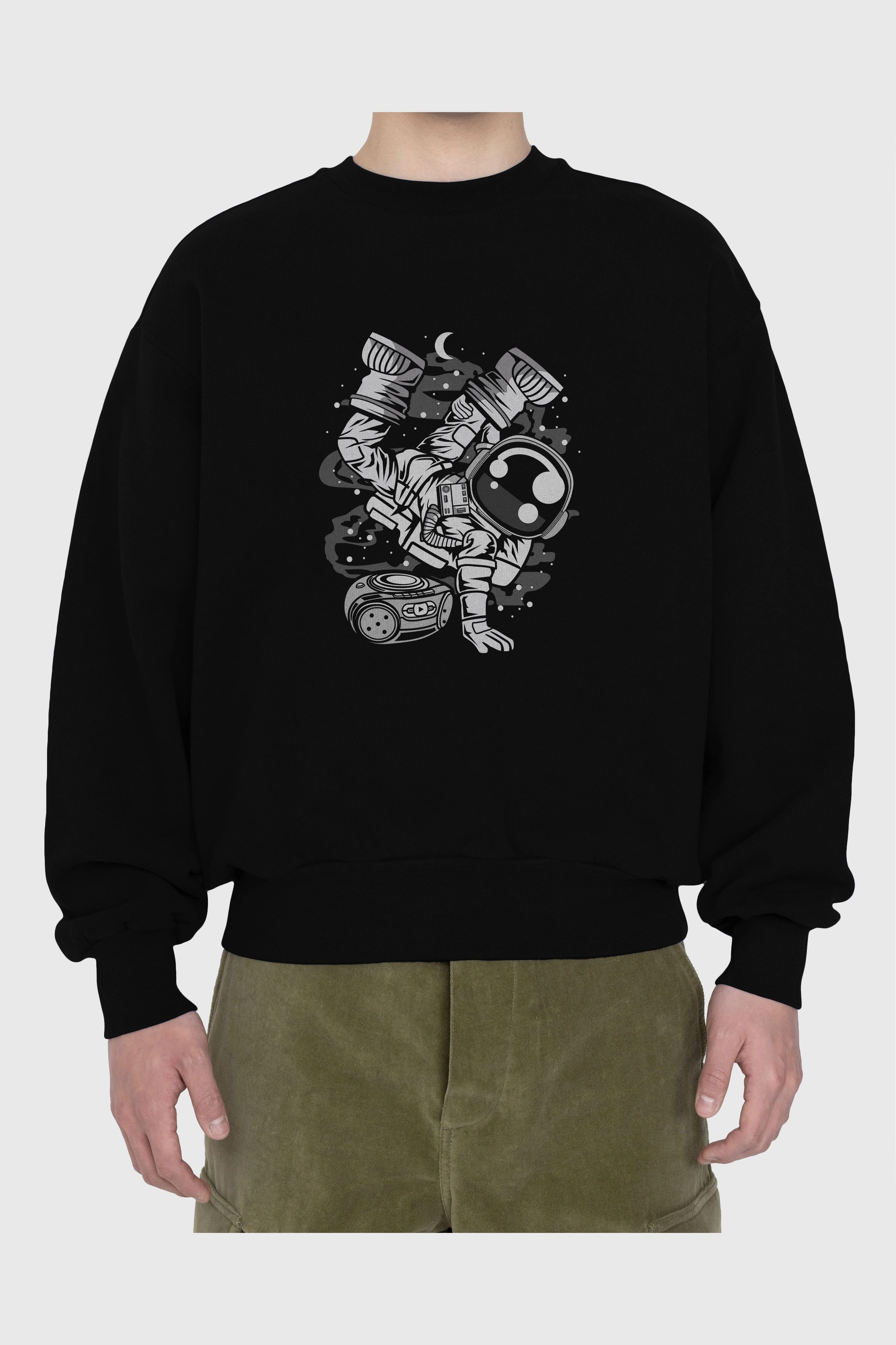 Space Breakdance Ön Baskılı Oversize Sweatshirt Erkek Kadın Unisex