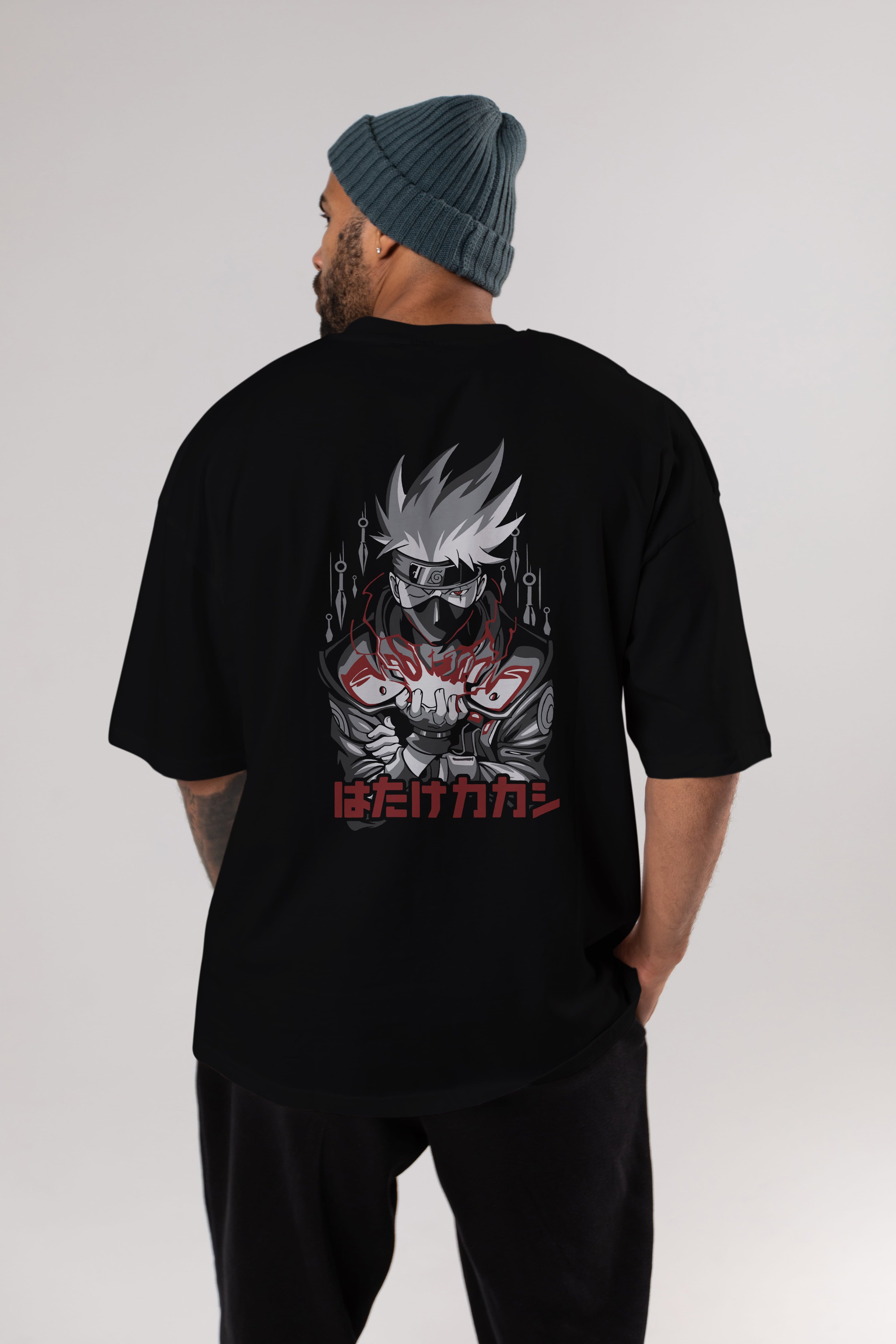 KAKASHI HATAKE NARUTO 1 Anime Arka Baskılı Oversize t-shirt Erkek Kadın Unisex