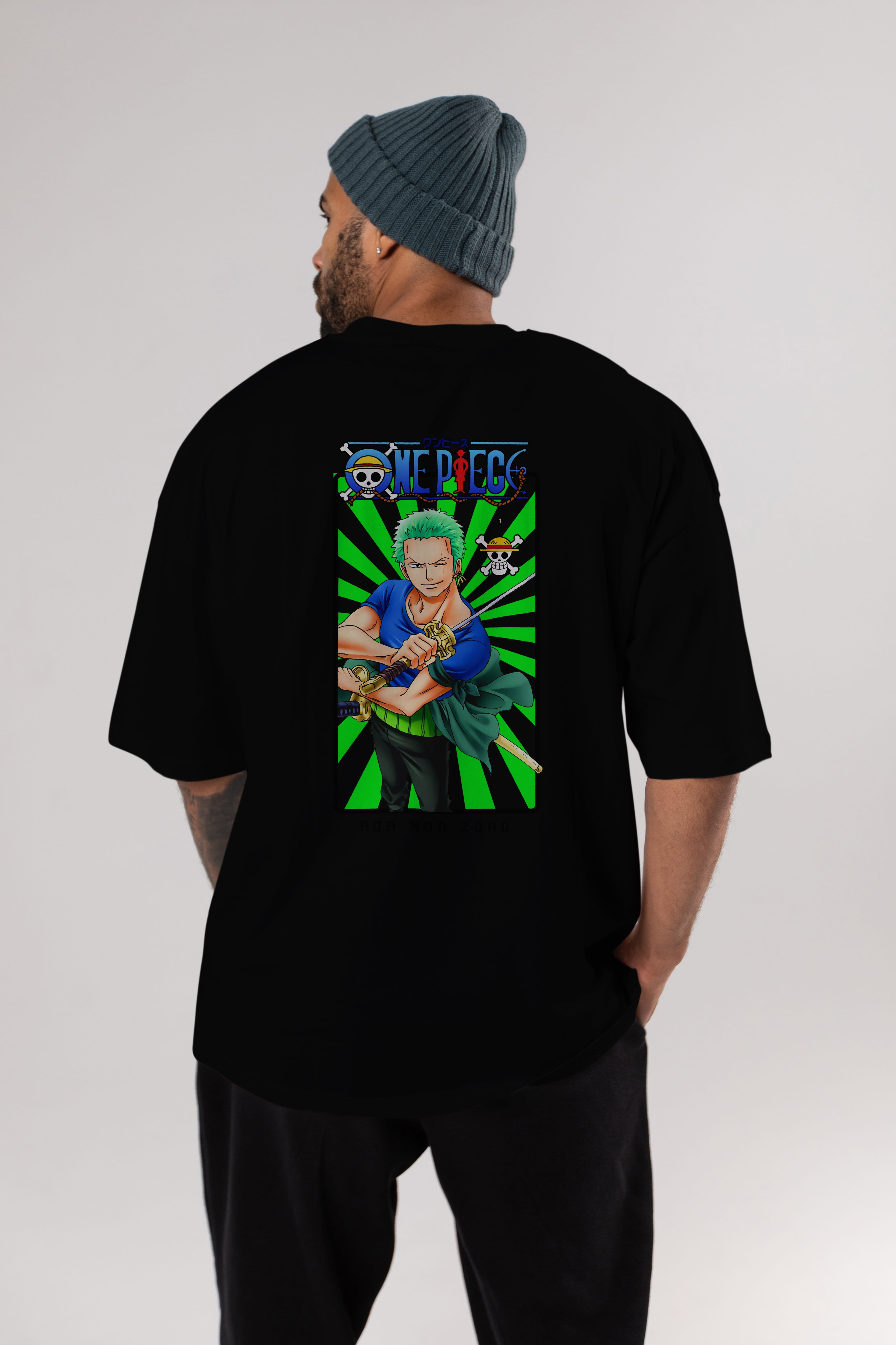 Roronoa Zoro 6 Anime Arka Baskılı Oversize t-shirt Erkek Kadın Unisex %100 pamuk tişort