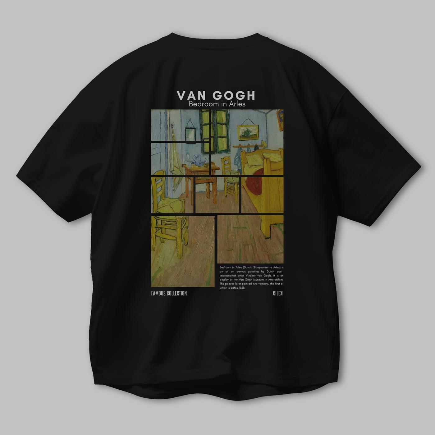Van Gogh Arka Baskılı Oversize t-shirt Erkek Kadın Bisiklet Yaka Pamuk tişort