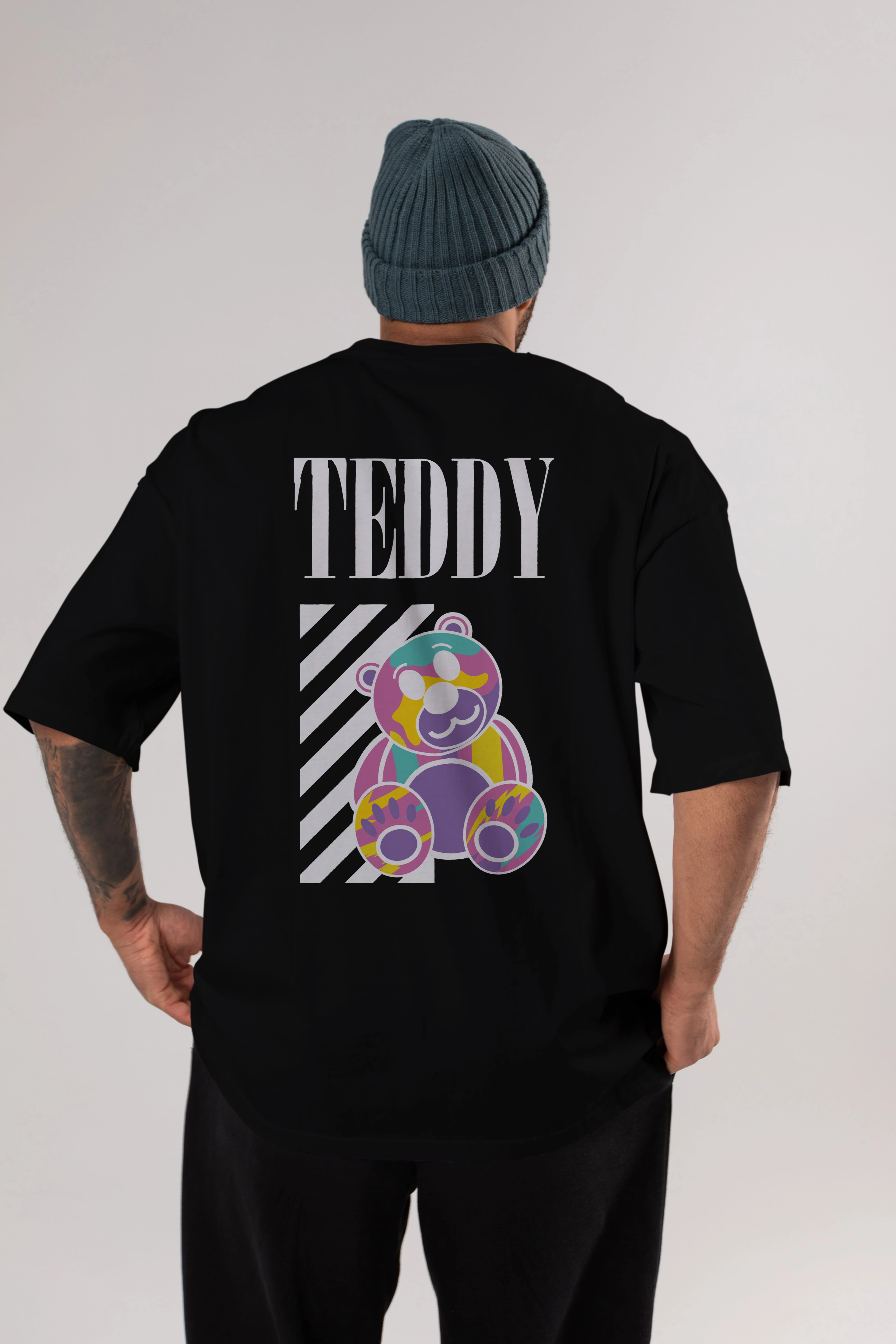 Teddy Bear 2 Arka Baskılı Oversize t-shirt Erkek Kadın Unisex