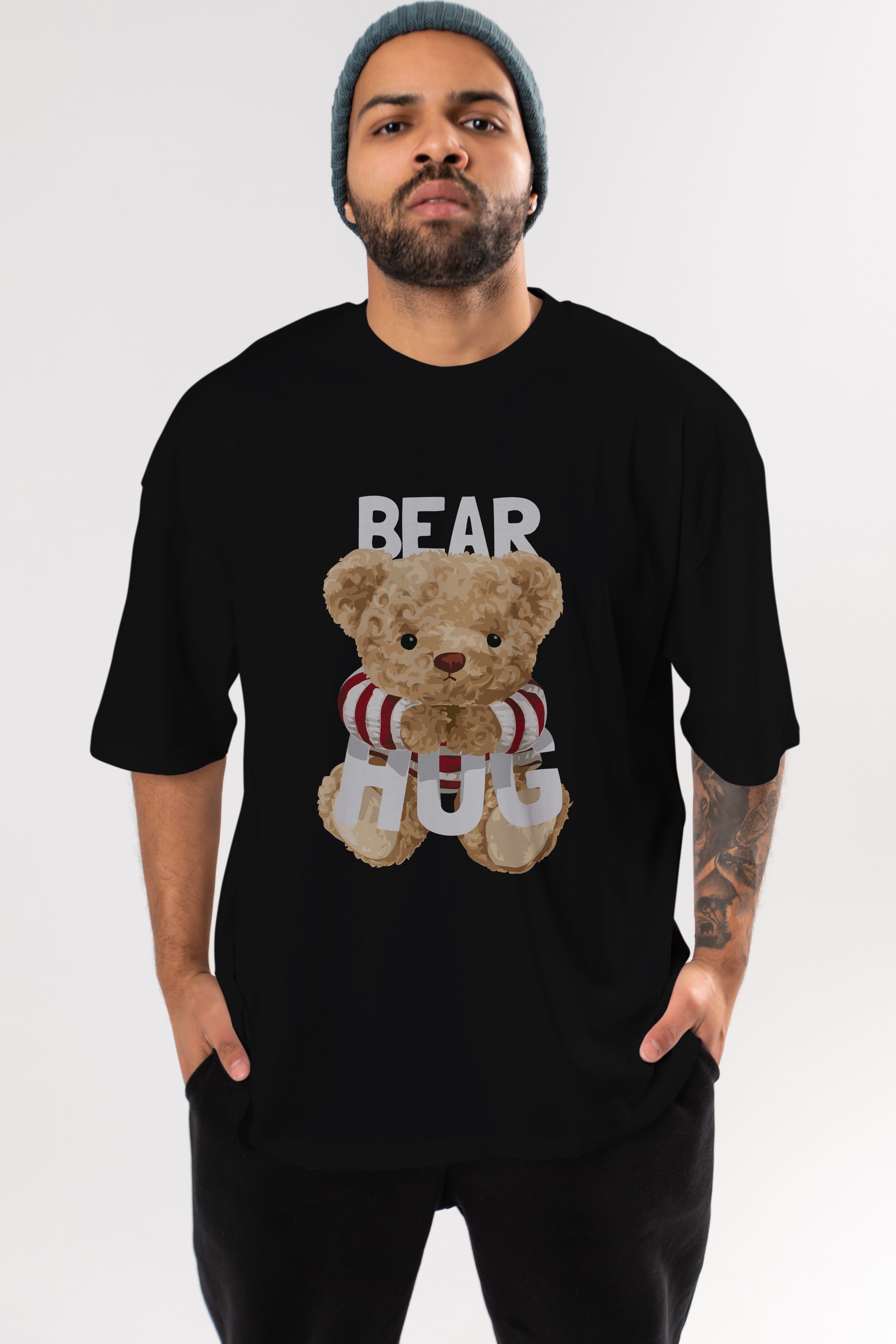 Teddy Bear Hug Ön Baskılı Oversize t-shirt Erkek Kadın Unisex %100 Pamuk