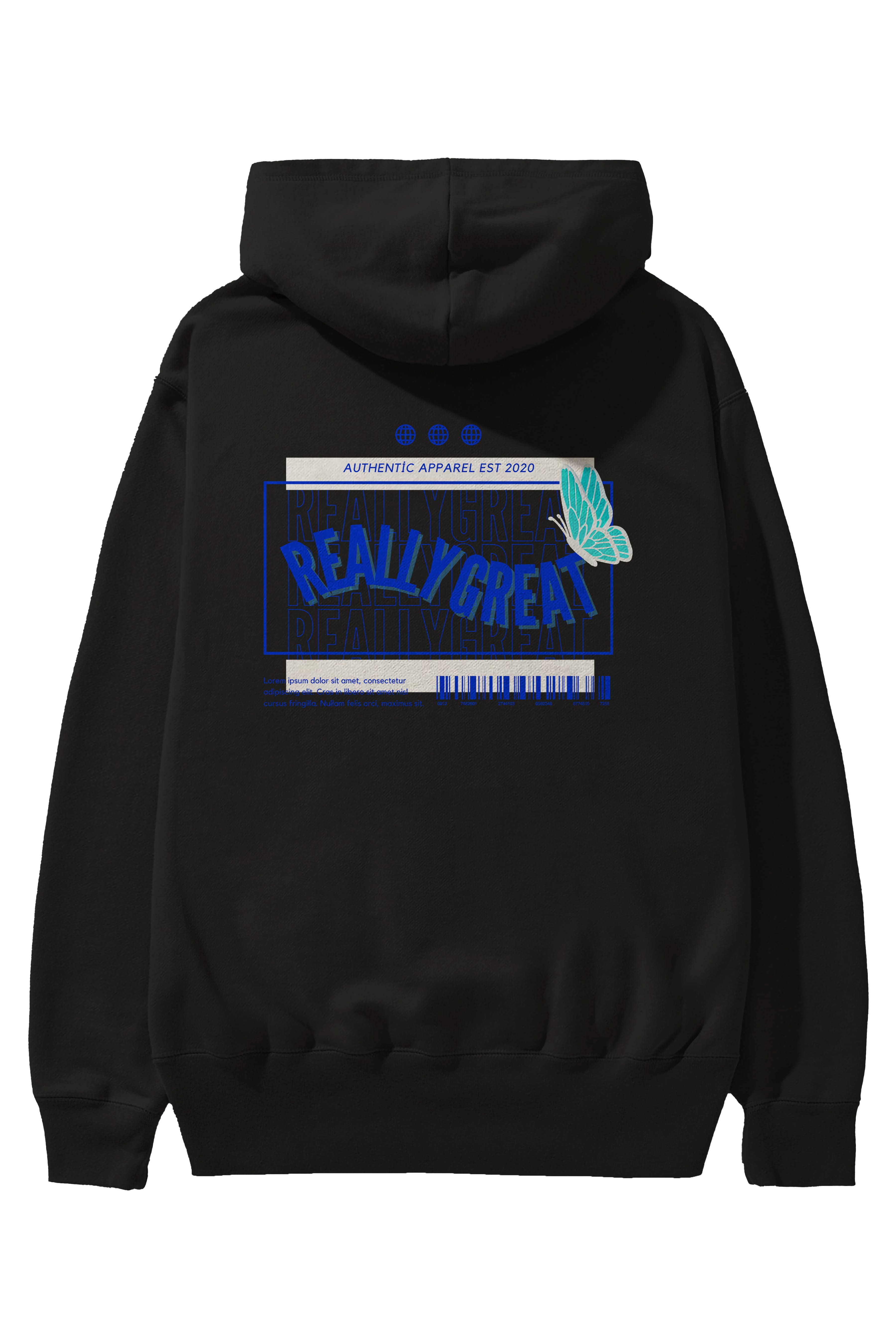 Really Great Yazılı Arka Baskılı Oversize Hoodie Kapüşonlu Sweatshirt Erkek Kadın Unisex