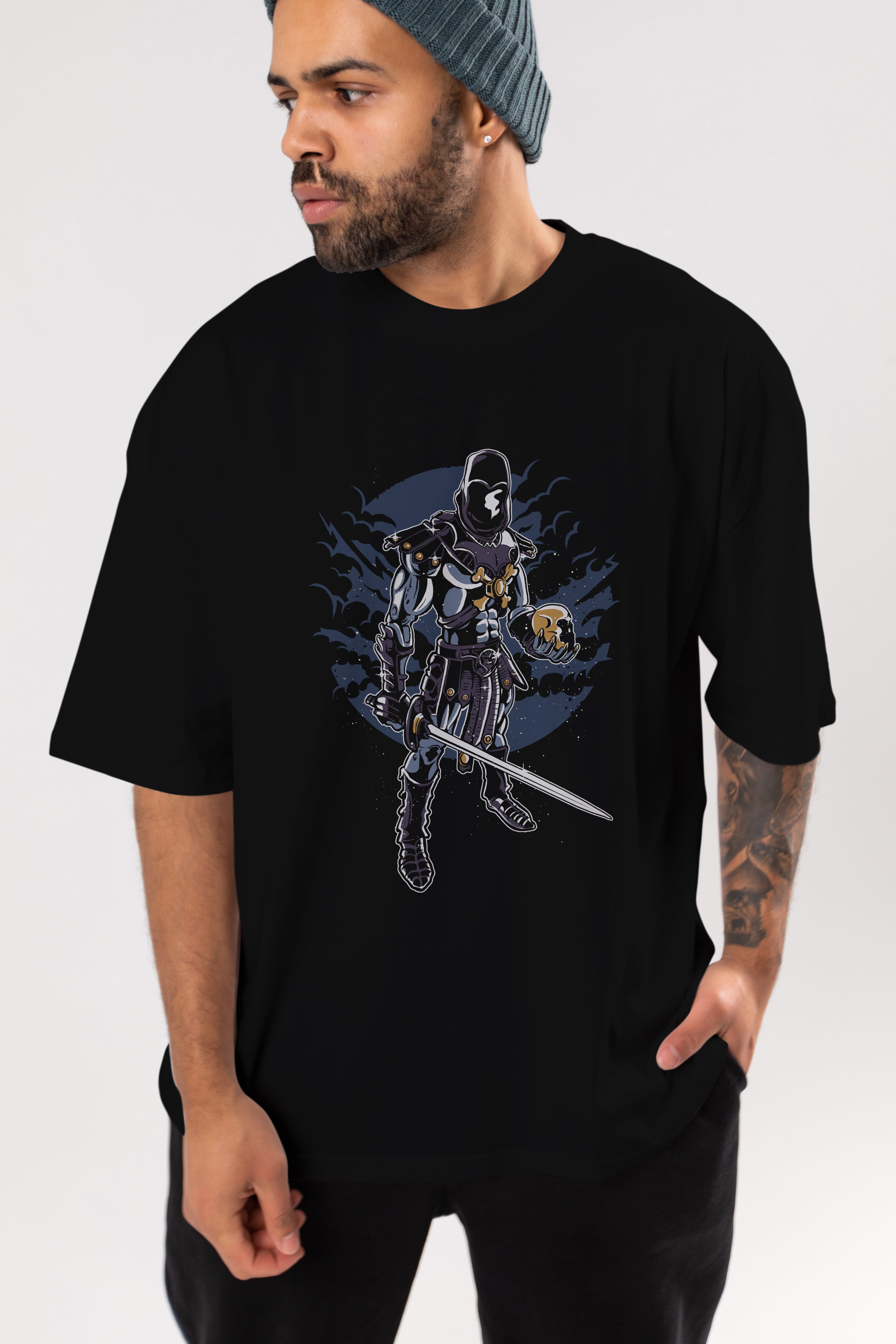 Skeleton King Ön Baskılı Oversize t-shirt Erkek Kadın Unisex %100 Pamuk tişort